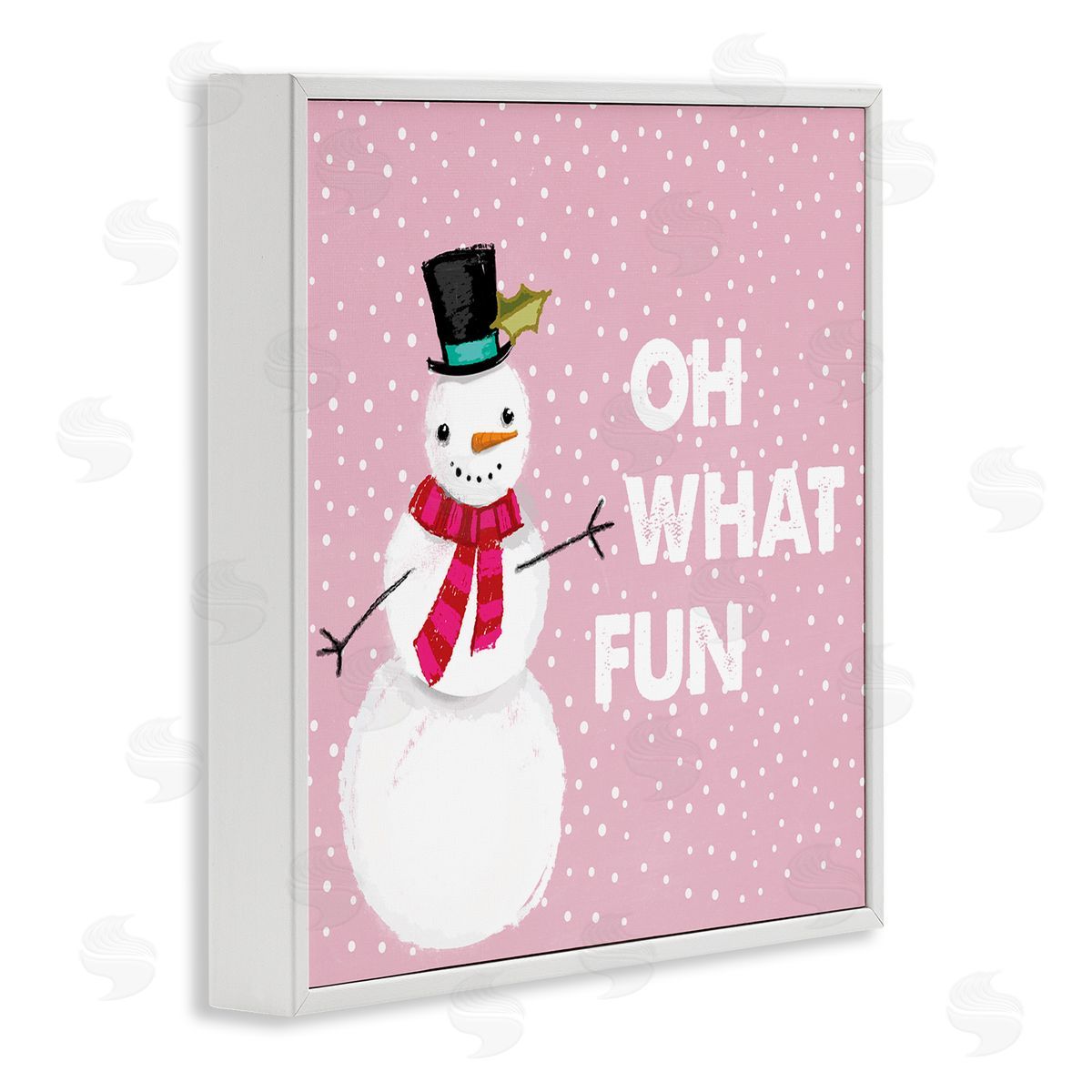 Lula Bijoux & co. Oh What Fun Pink Snowman White Framed Glicee Wall Art Print