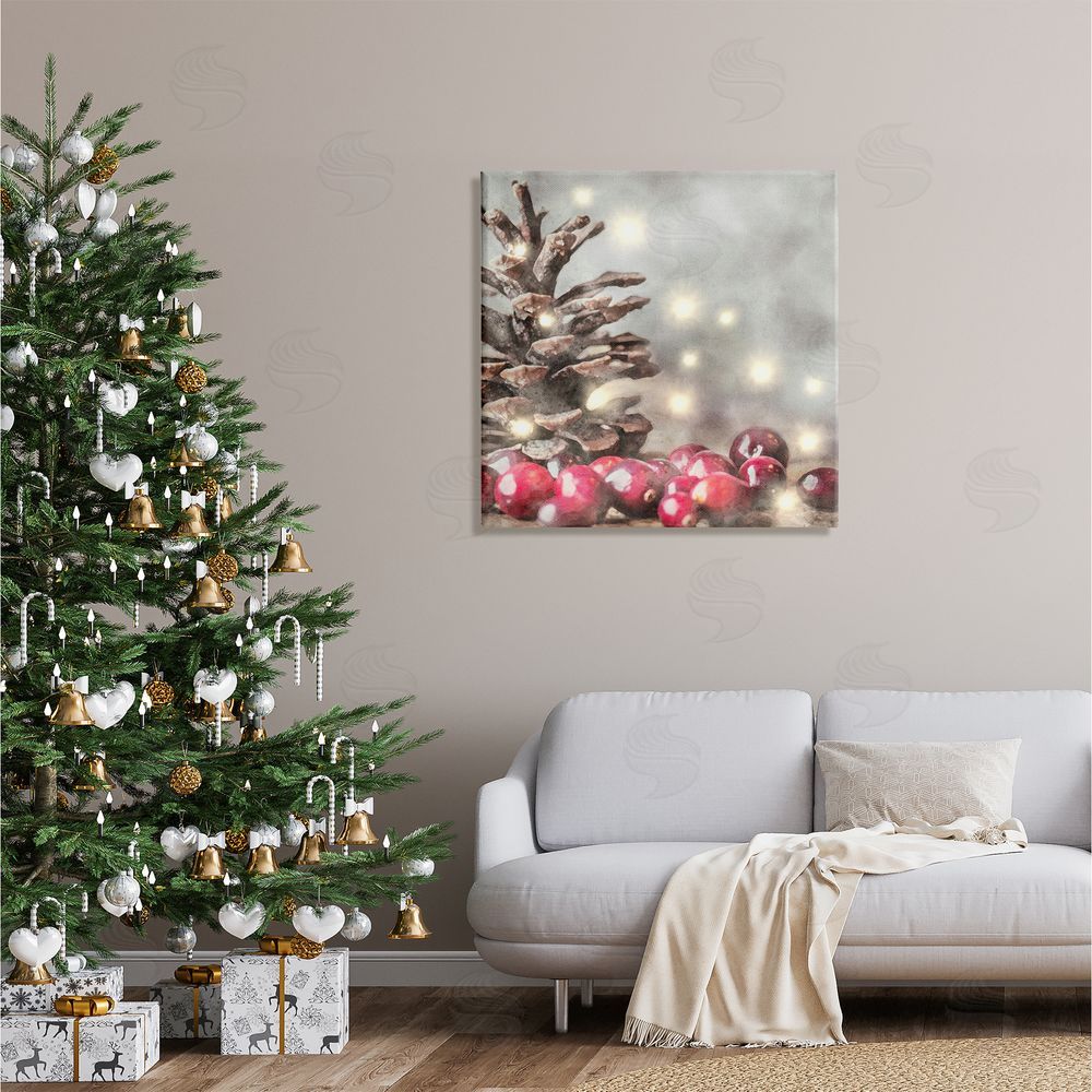 LSR Design Studio Woodland Holiday Pinecone Canvas Wall Art in Room