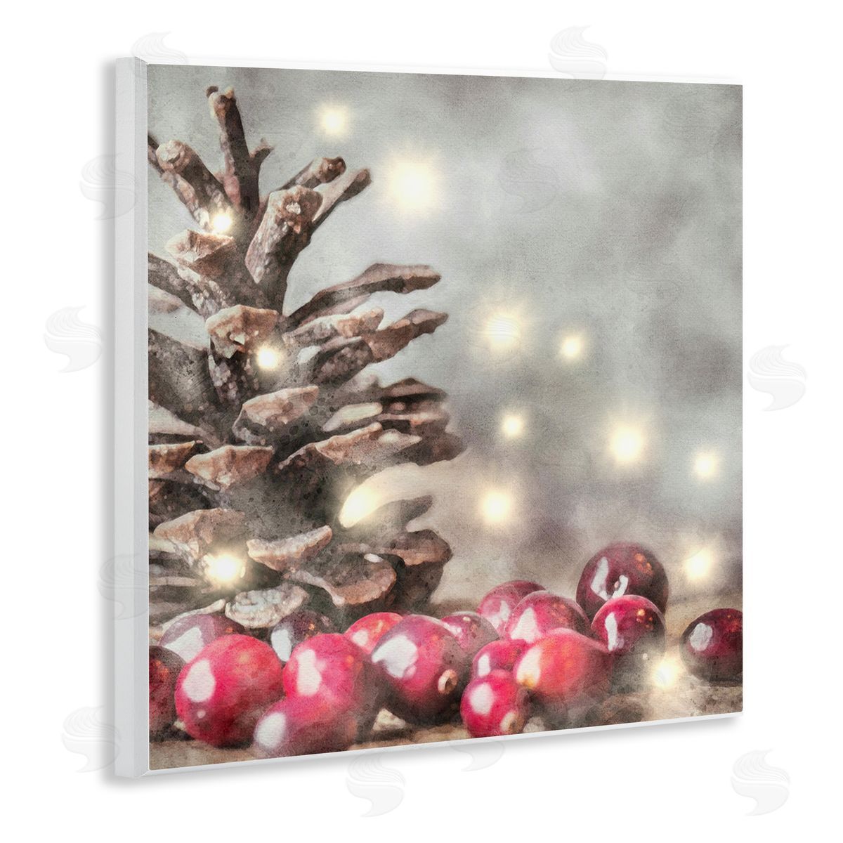 LSR Design Studio Woodland Holiday Pinecone Wooden Wall Plaque Art Print