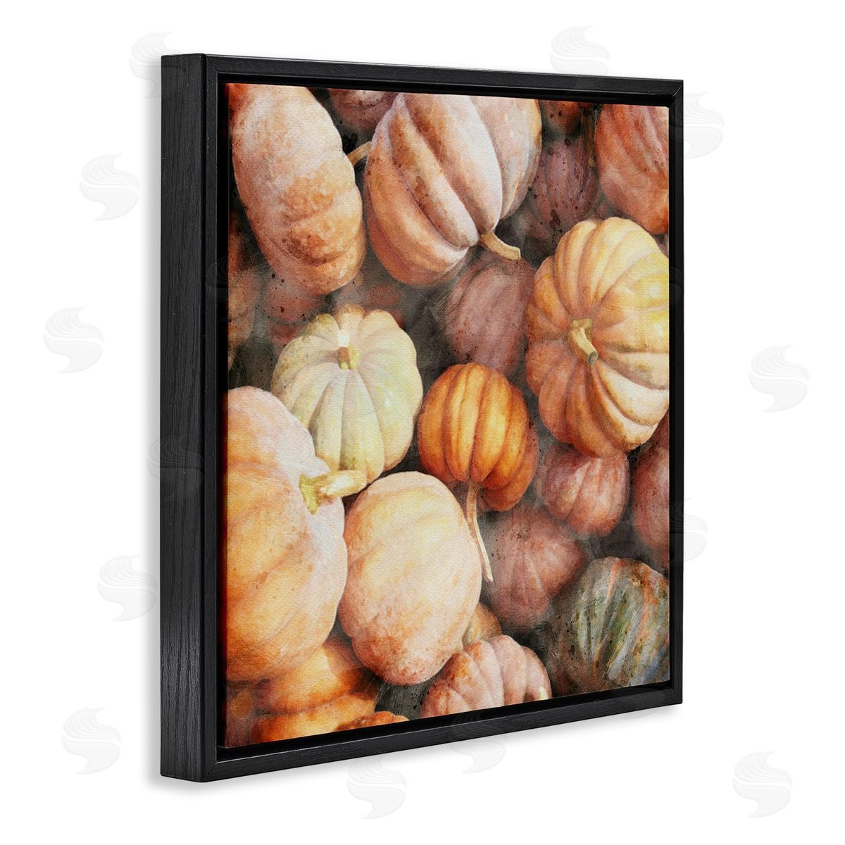 LSR Design Studio Fall Pumpkins & Gourds Black Floating Frame Canvas Wall Art Print
