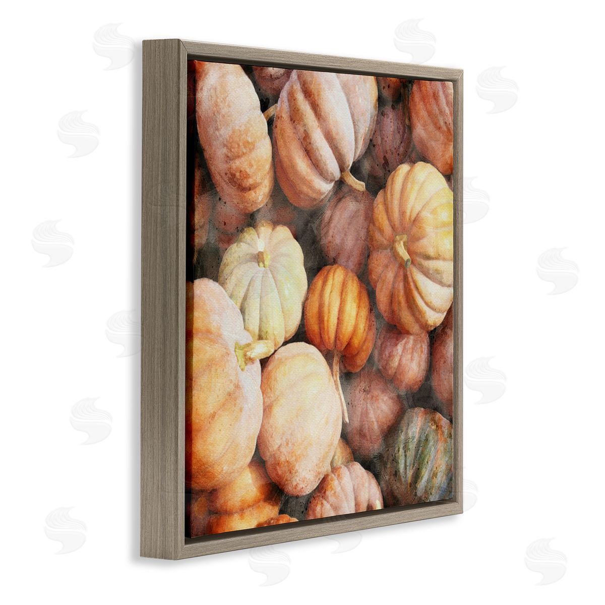 LSR Design Studio Fall Pumpkins & Gourds Brown Floating Frame Canvas Wall Art Print