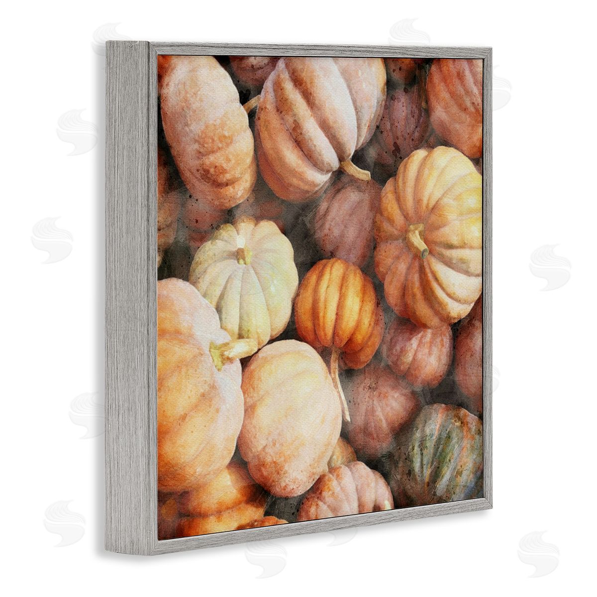 LSR Design Studio Fall Pumpkins & Gourds Gray Framed Glicee Wall Art Print