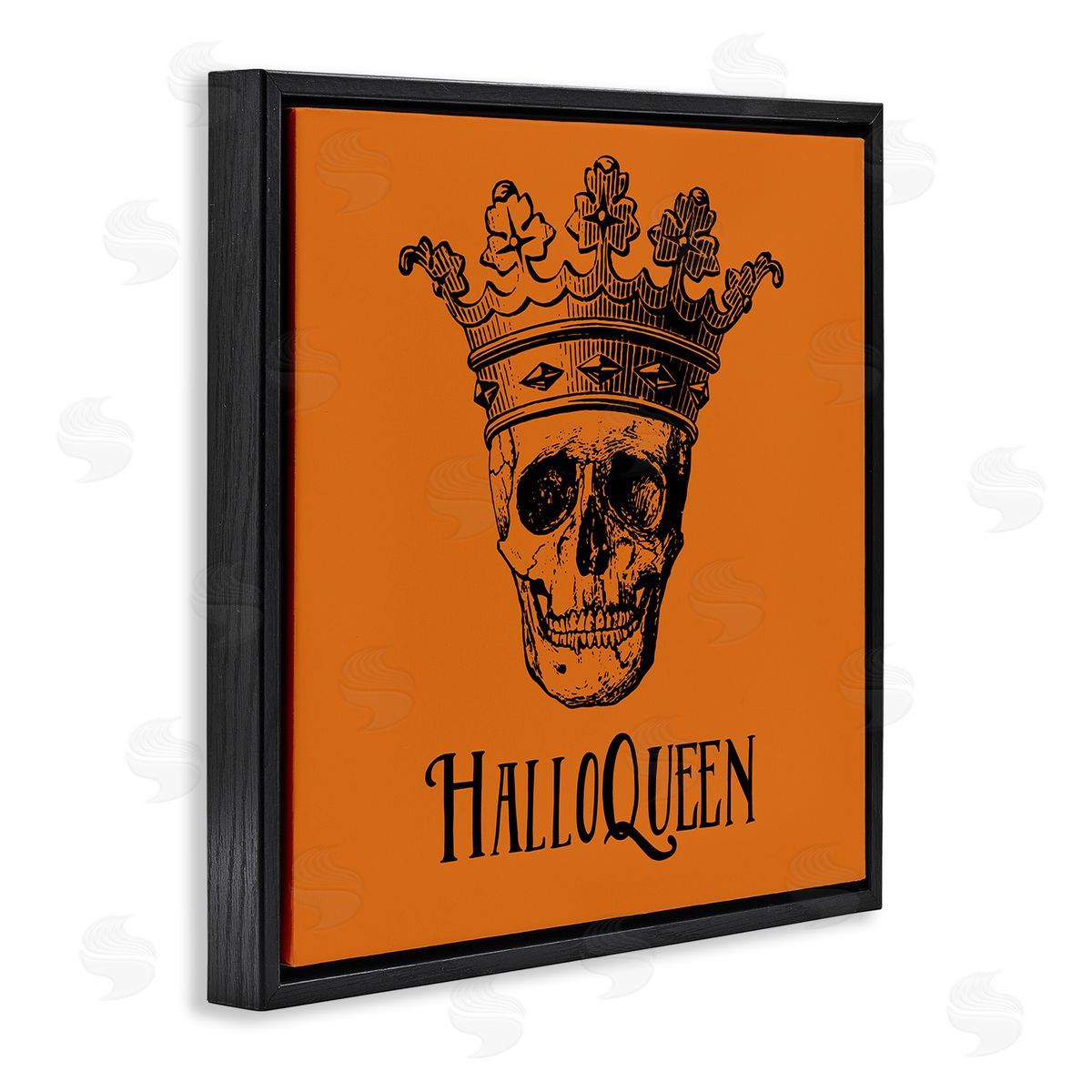 Two If By Sea Studios HalloQueen Skull in Crown Black Floating Frame Canvas Wall Art Print