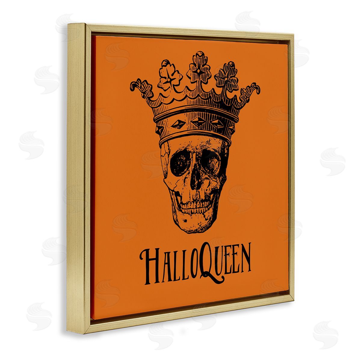 Two If By Sea Studios HalloQueen Skull in Crown Gold Floating Frame Canvas Wall Art Print