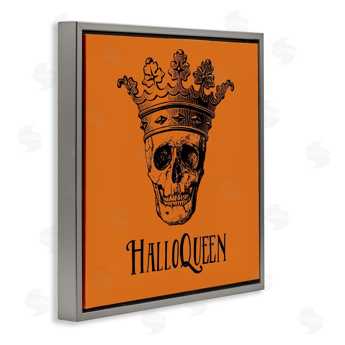 Two If By Sea Studios HalloQueen Skull in Crown Gray Floating Frame Canvas Wall Art Print
