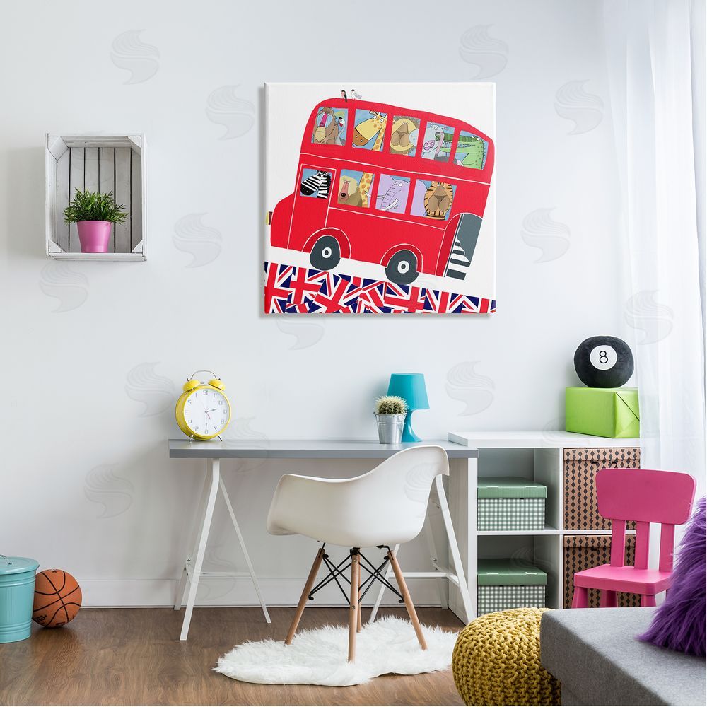 Carla Daly UK Travel Animal Bus Canvas Wall Art in Room