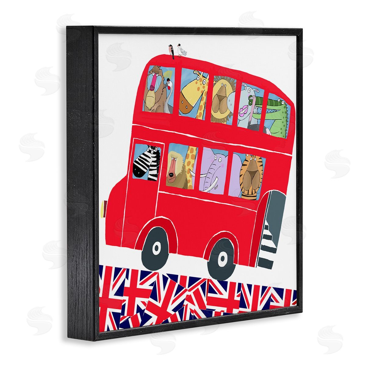 Carla Daly UK Travel Animal Bus Black Framed Glicee Wall Art Print
