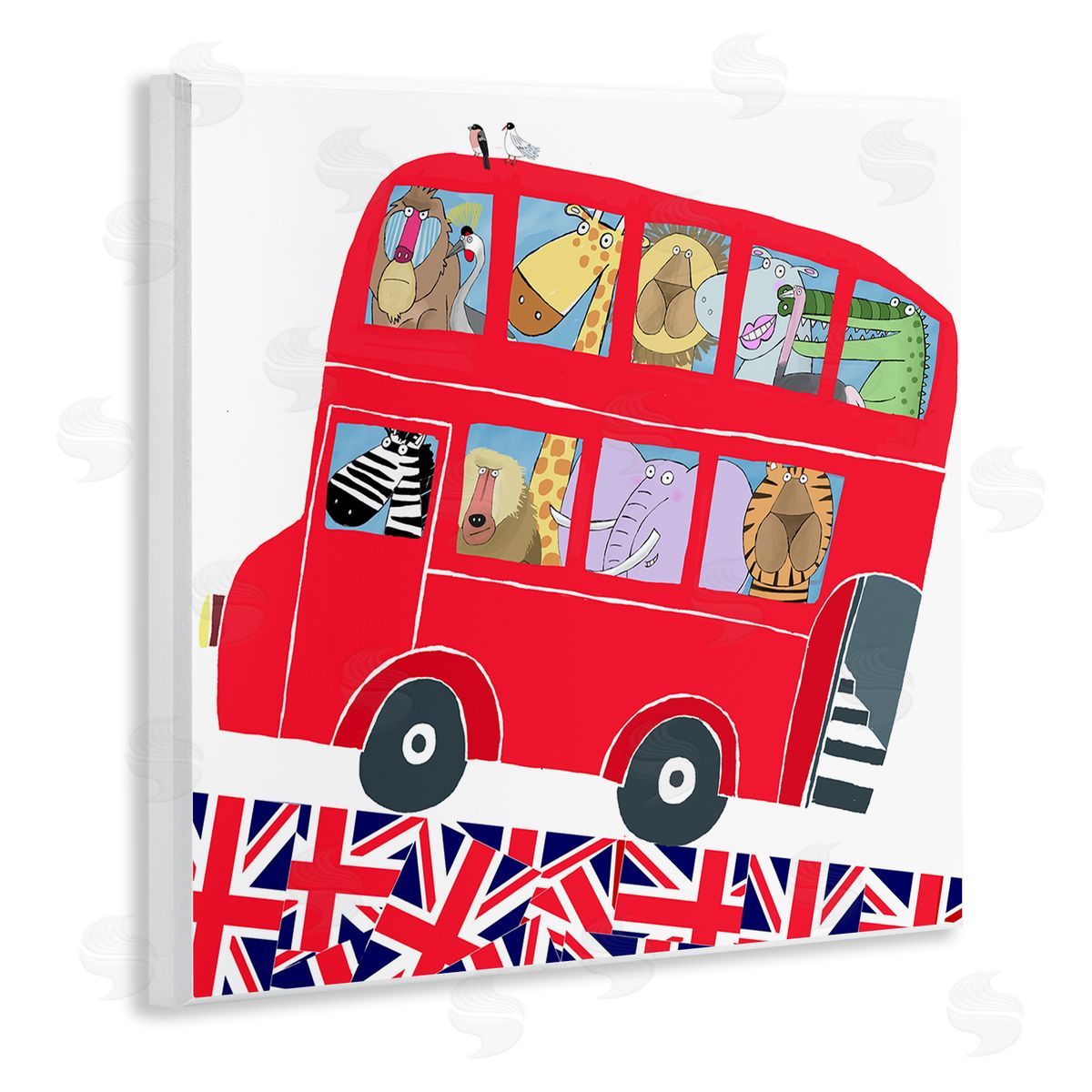 Carla Daly UK Travel Animal Bus Wooden Wall Plaque Art Print