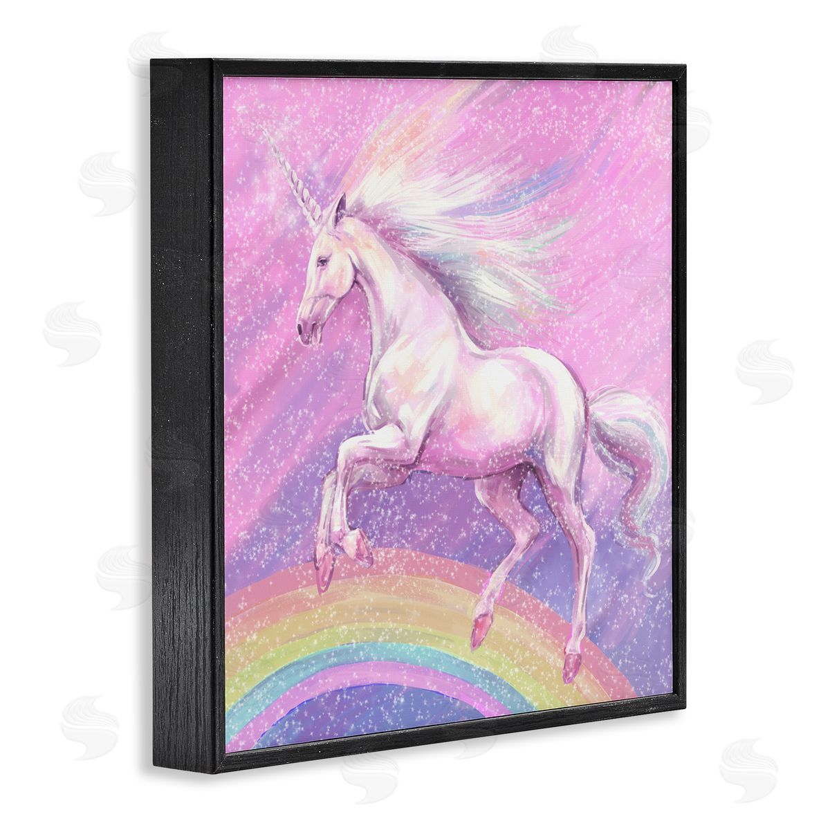 Ziwei Li Unicorn Over Rainbow Black Framed Glicee Wall Art Print