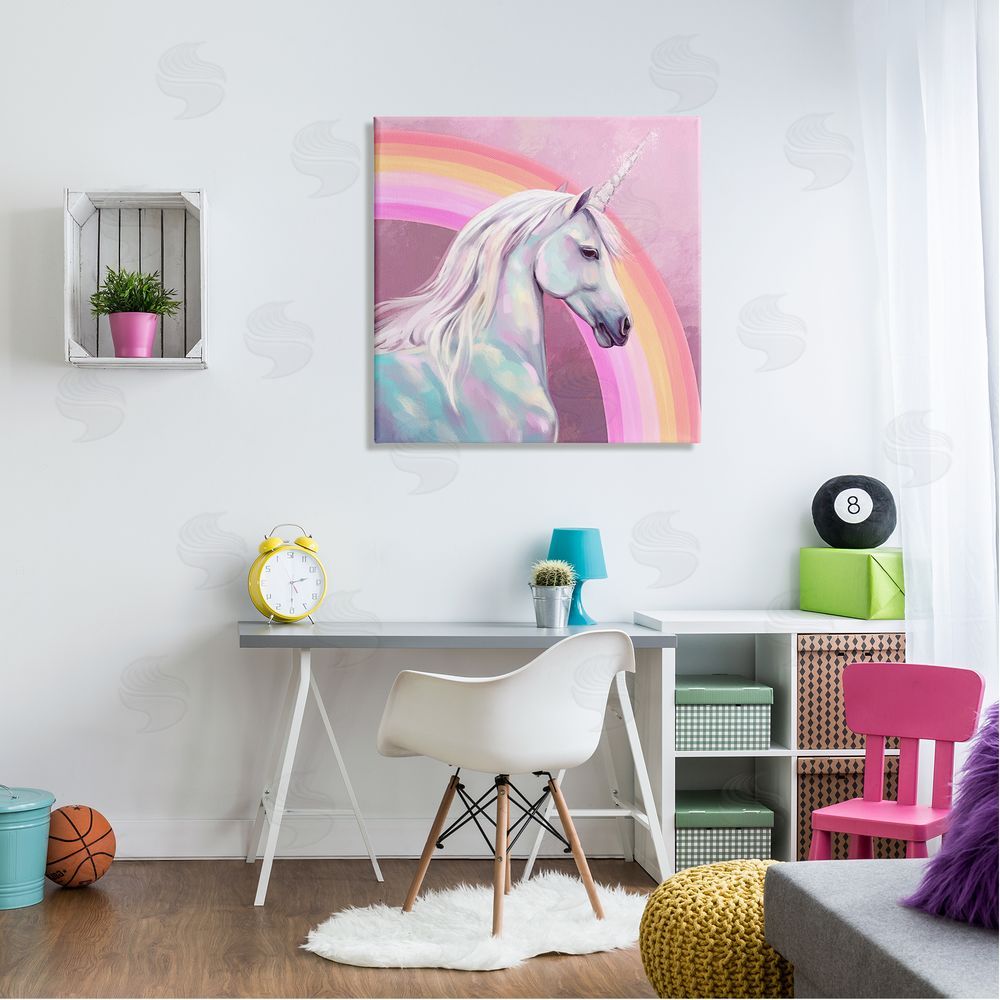 Ziwei Li Unicorn & Rainbow Portrait Canvas Wall Art in Room