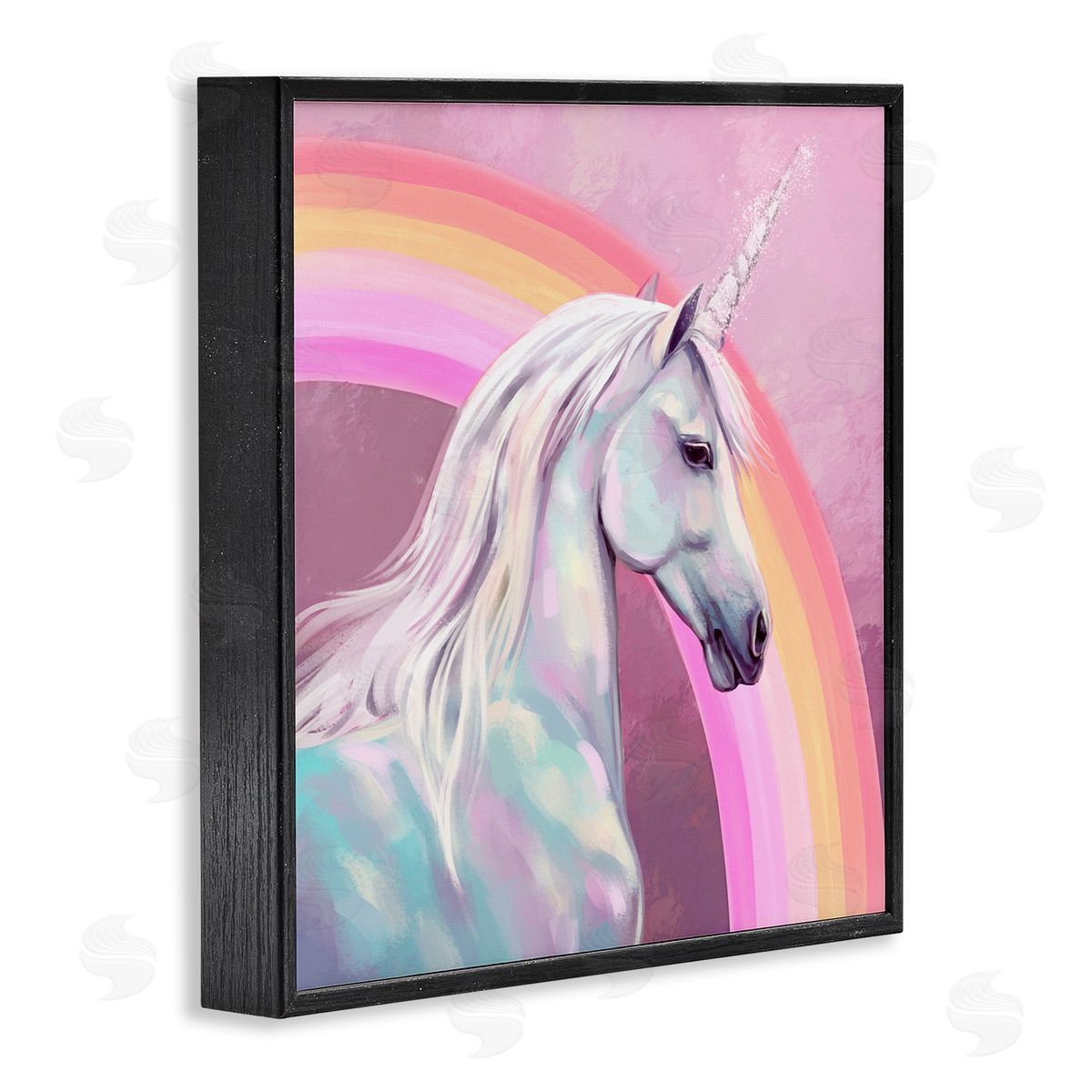Ziwei Li Unicorn & Rainbow Portrait Black Framed Glicee Wall Art Print