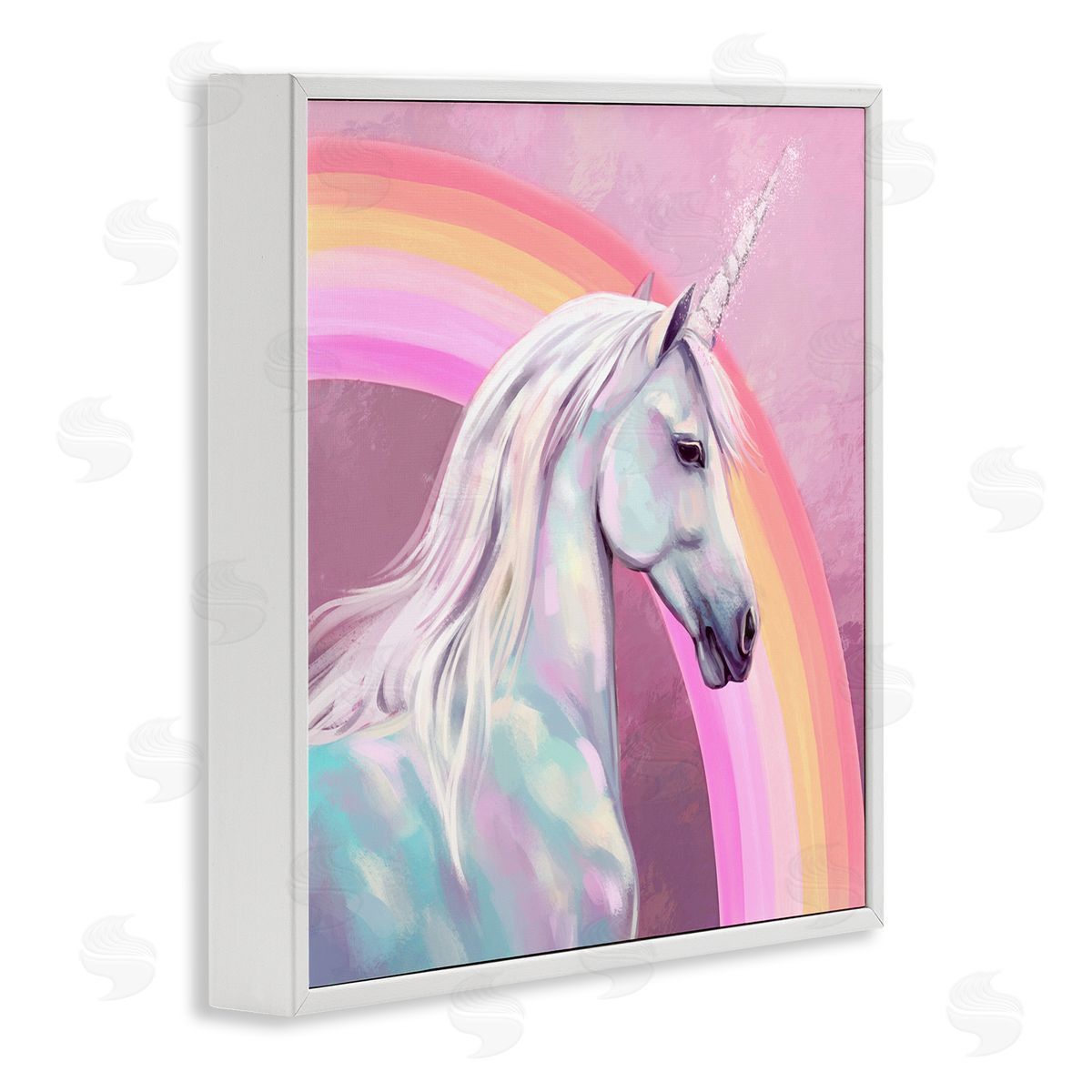 Ziwei Li Unicorn & Rainbow Portrait White Framed Glicee Wall Art Print
