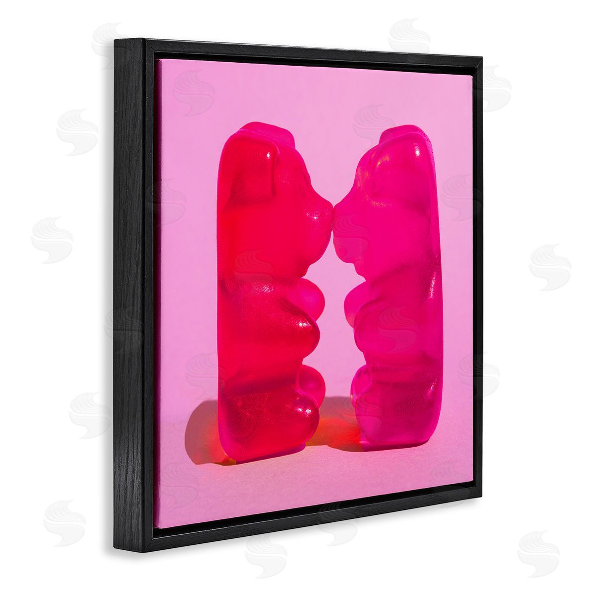 Stupell Studio Kissing Gummy Candy Bears Black Floating Frame Canvas Wall Art Print