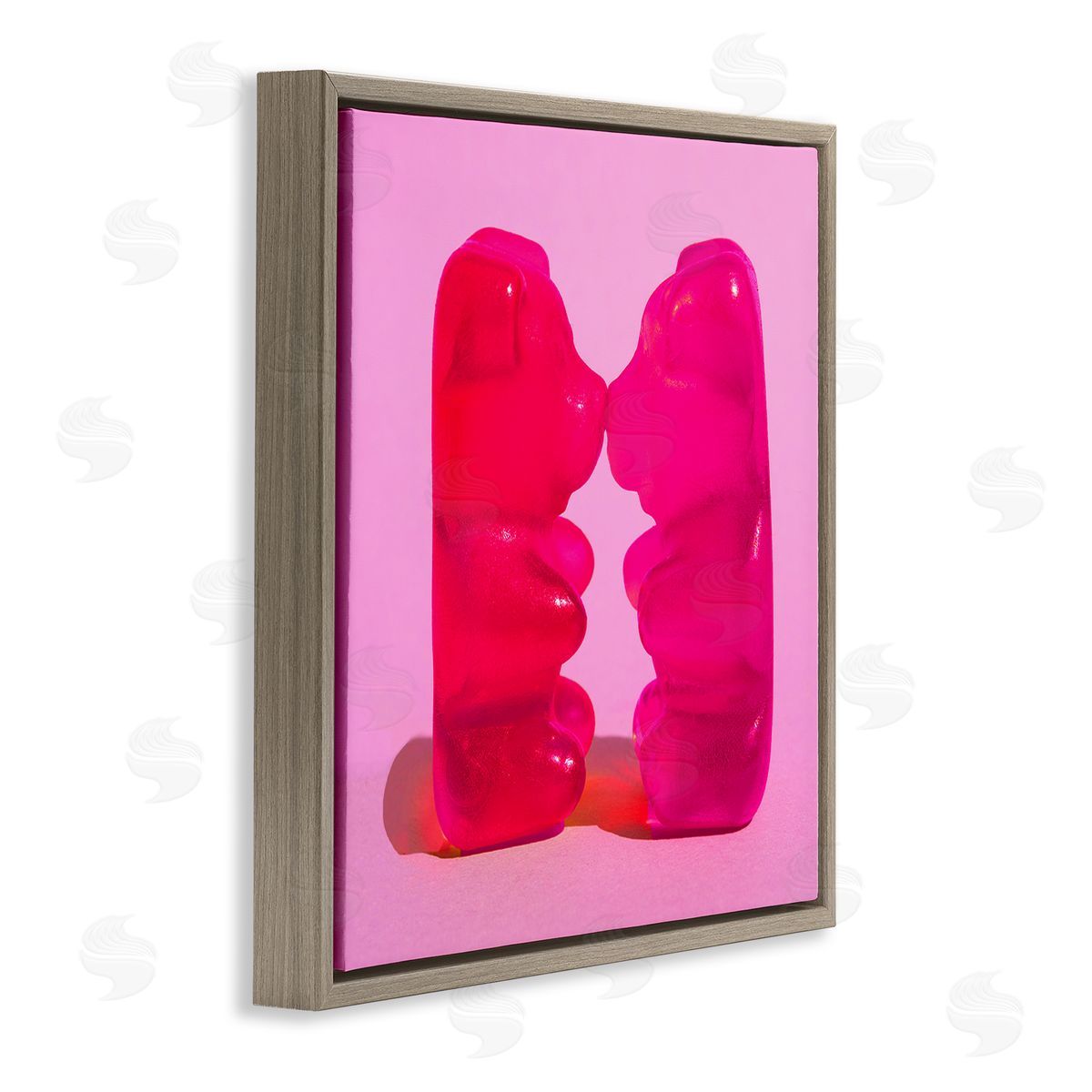 Stupell Studio Kissing Gummy Candy Bears Brown Floating Frame Canvas Wall Art Print