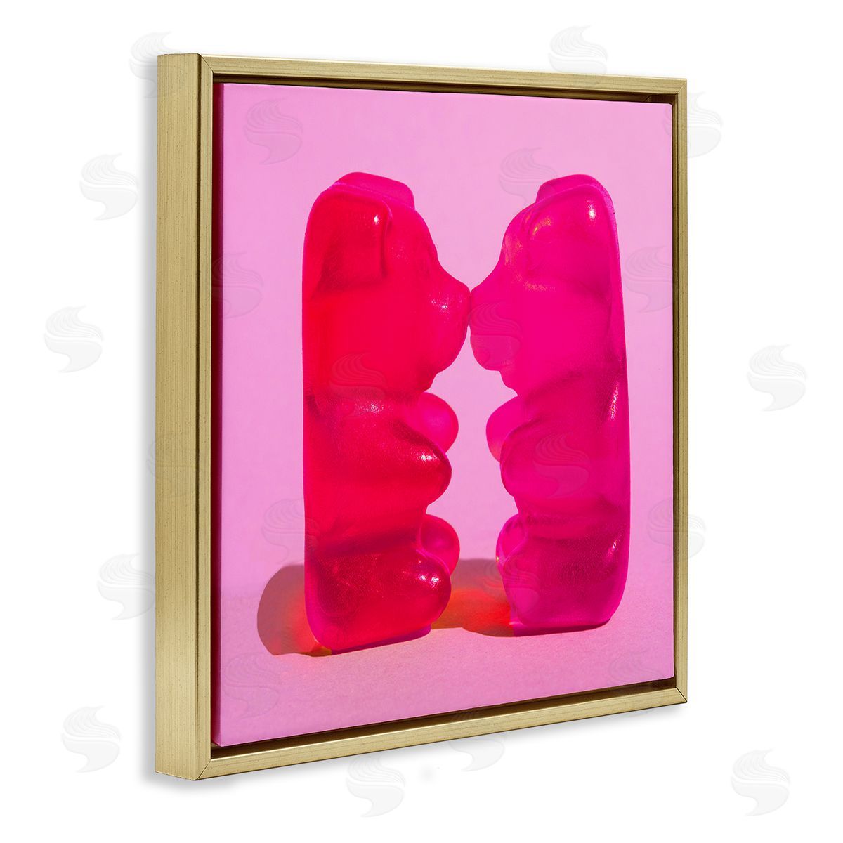 Stupell Studio Kissing Gummy Candy Bears Gold Floating Frame Canvas Wall Art Print