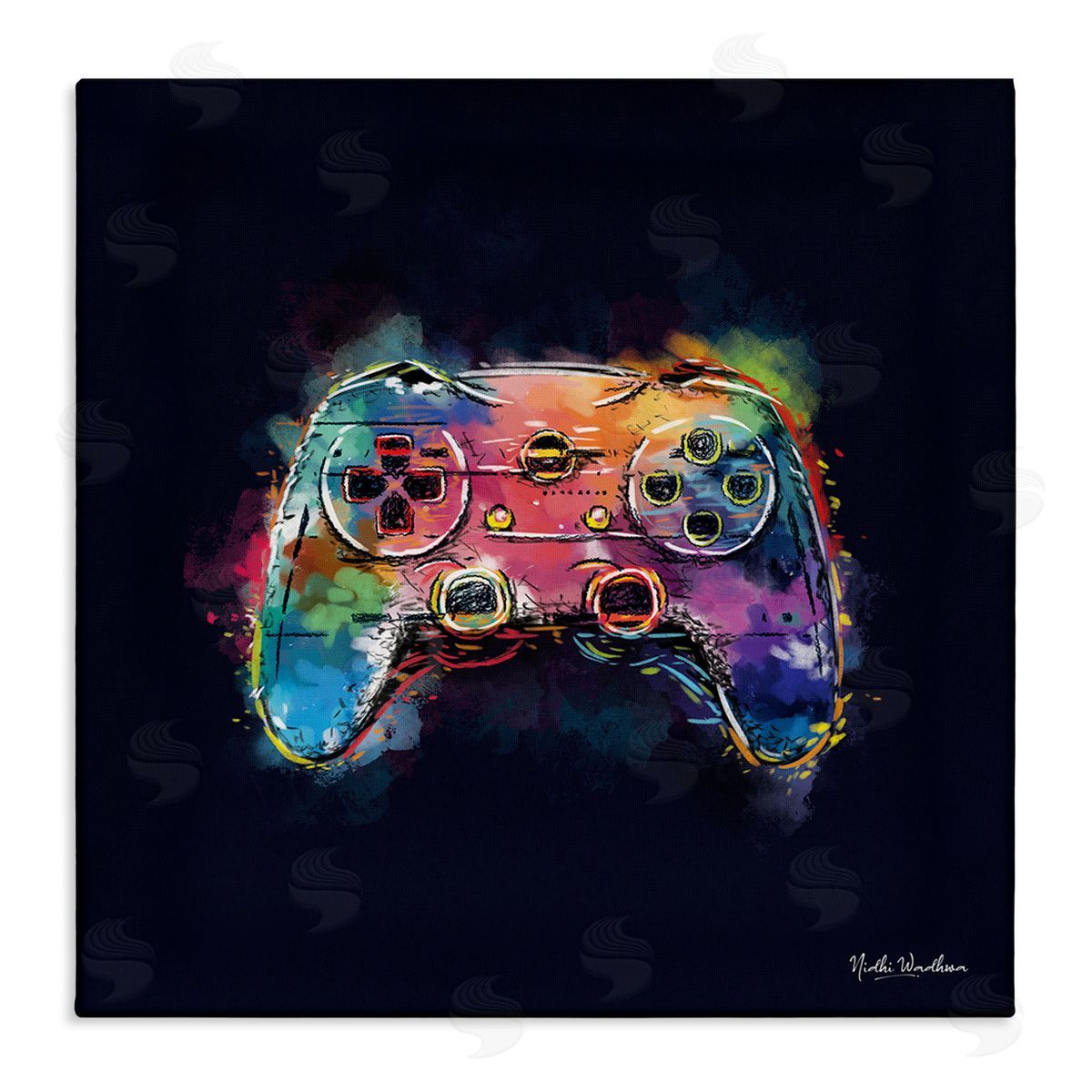 Nidhi Wadhwa Modern Controller Splash Stretched Canvas Wall Art Print