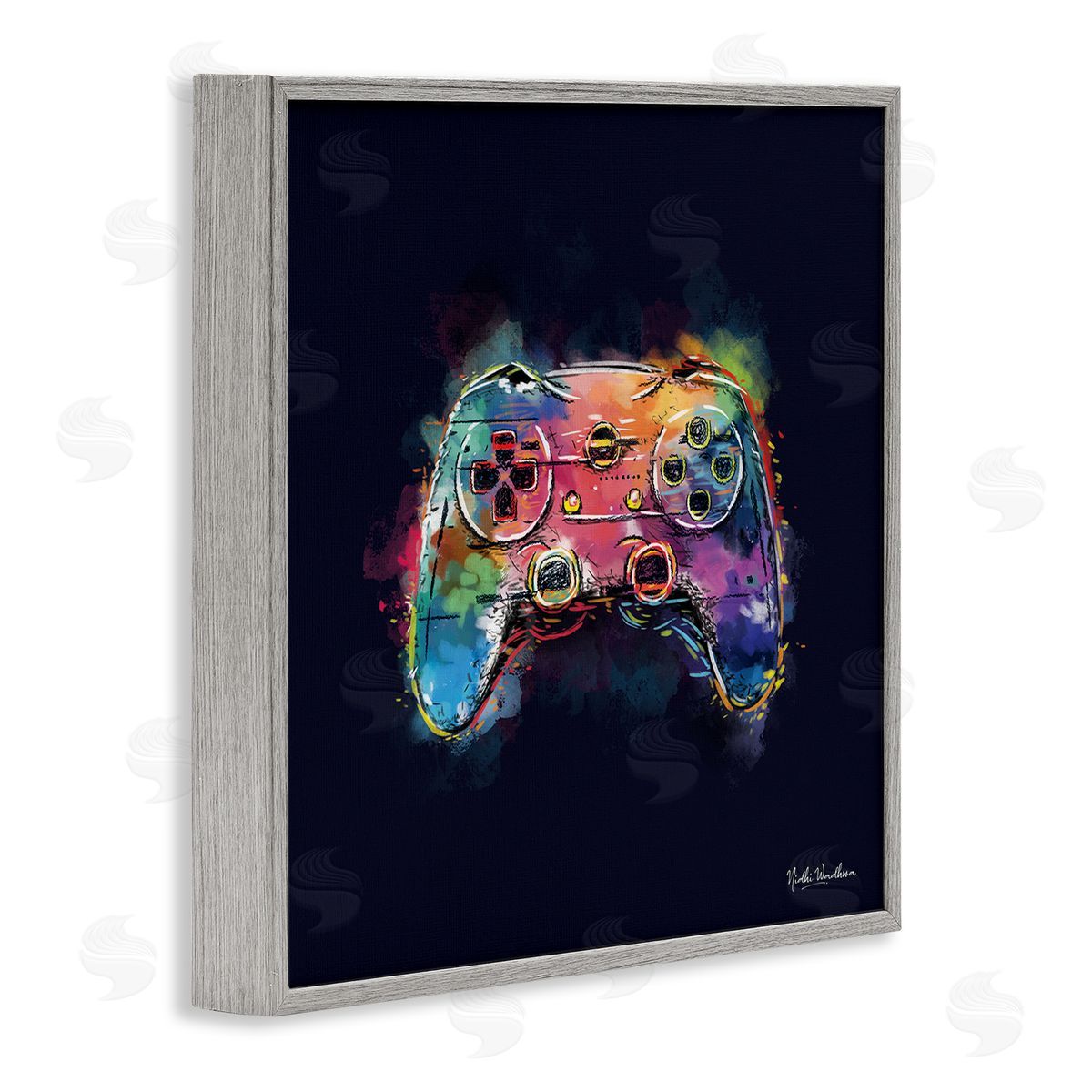 Nidhi Wadhwa Modern Controller Splash Gray Framed Glicee Wall Art Print