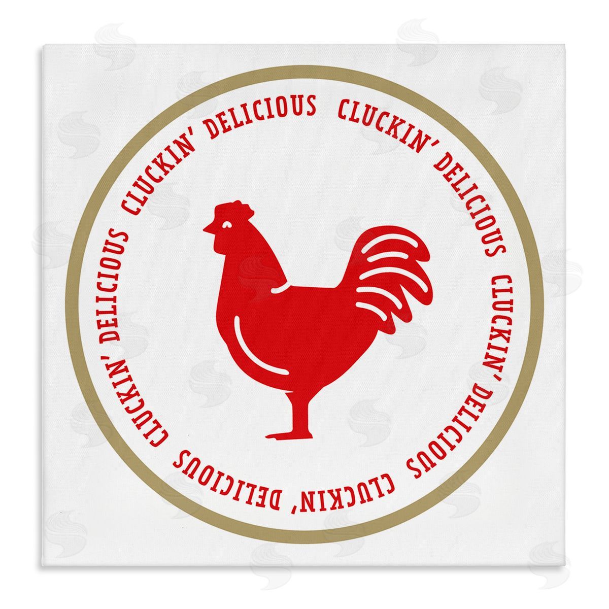 Emily Dumas Cluckin' Delicious Phrase Stretched Canvas Wall Art Print