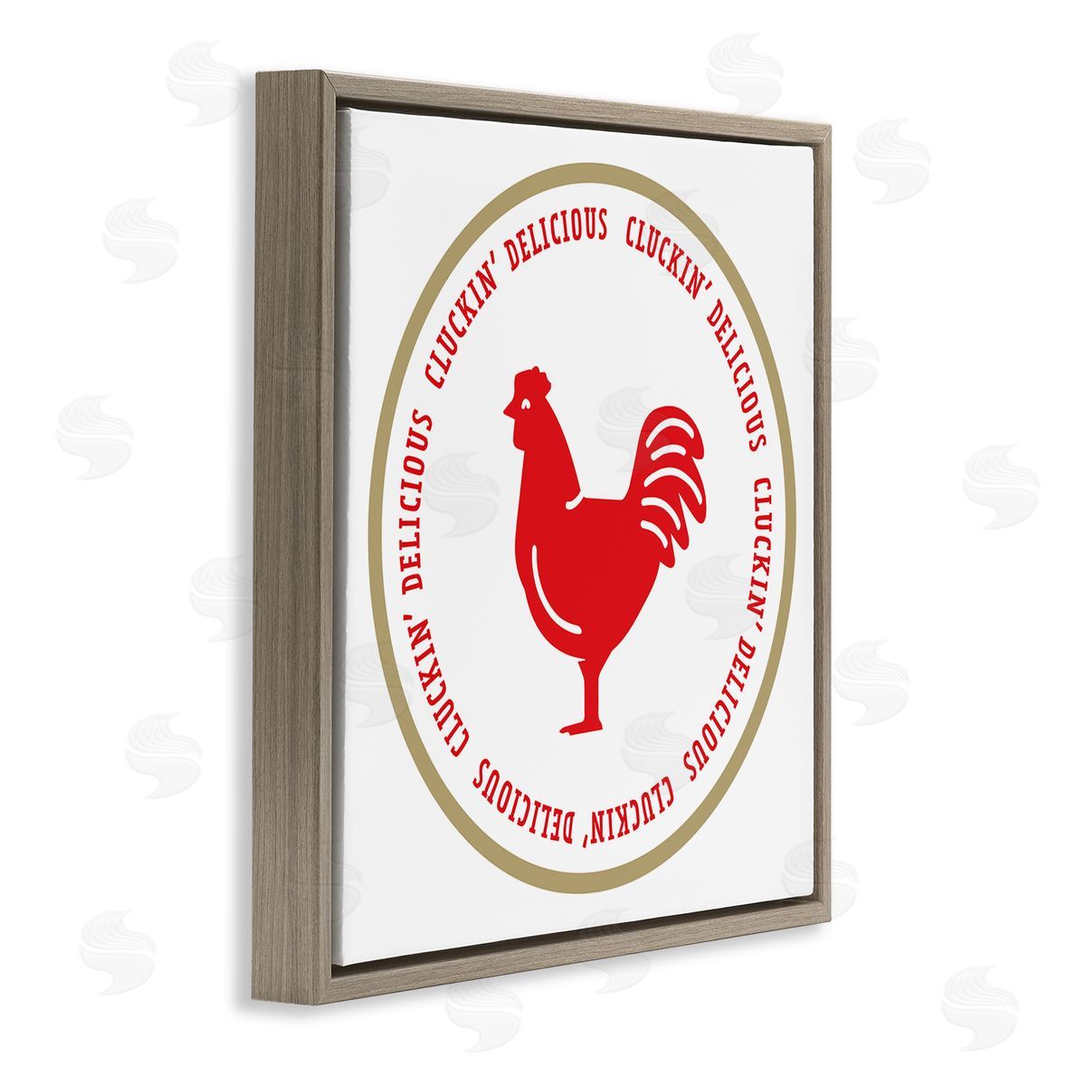Emily Dumas Cluckin' Delicious Phrase Brown Floating Frame Canvas Wall Art Print