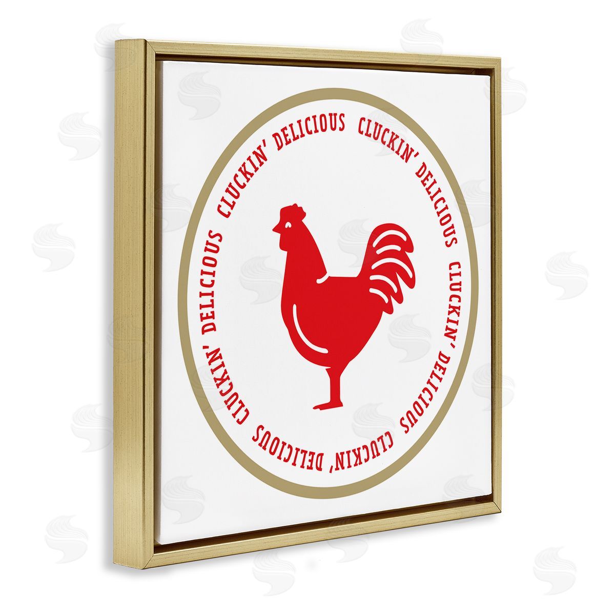 Emily Dumas Cluckin' Delicious Phrase Gold Floating Frame Canvas Wall Art Print