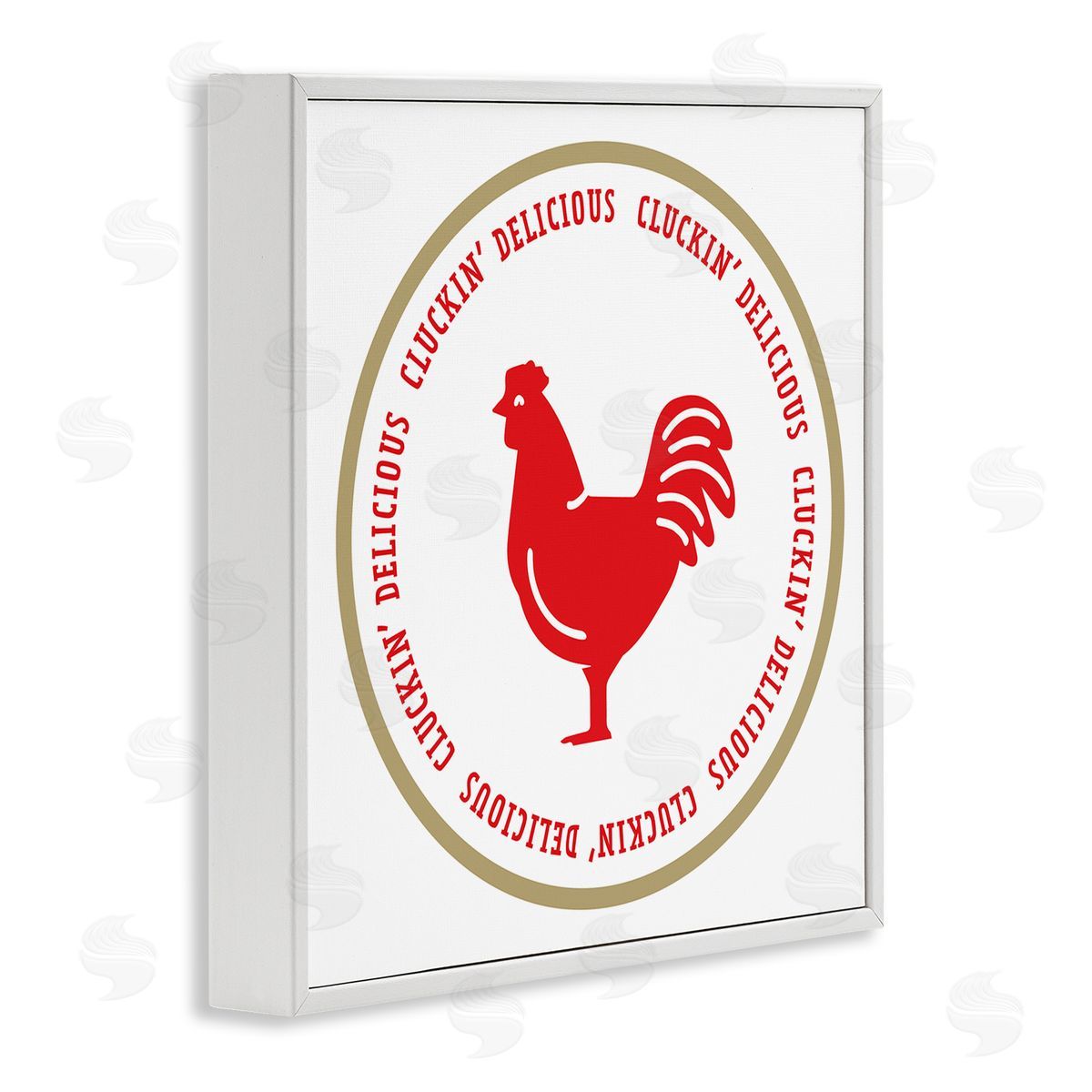 Emily Dumas Cluckin' Delicious Phrase White Framed Glicee Wall Art Print