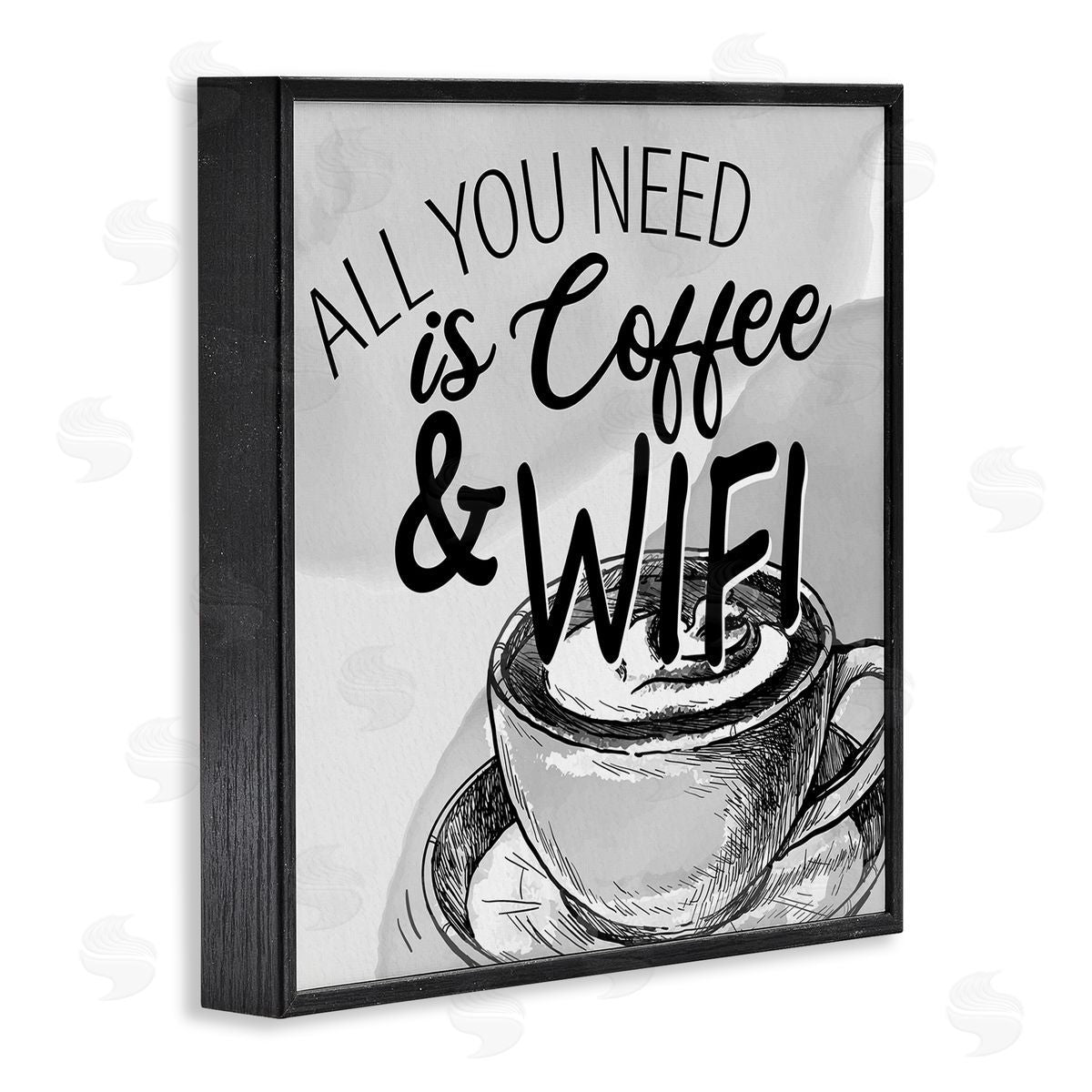 Kim Allen Vintage Coffee & Wifi Black Framed Glicee Wall Art Print