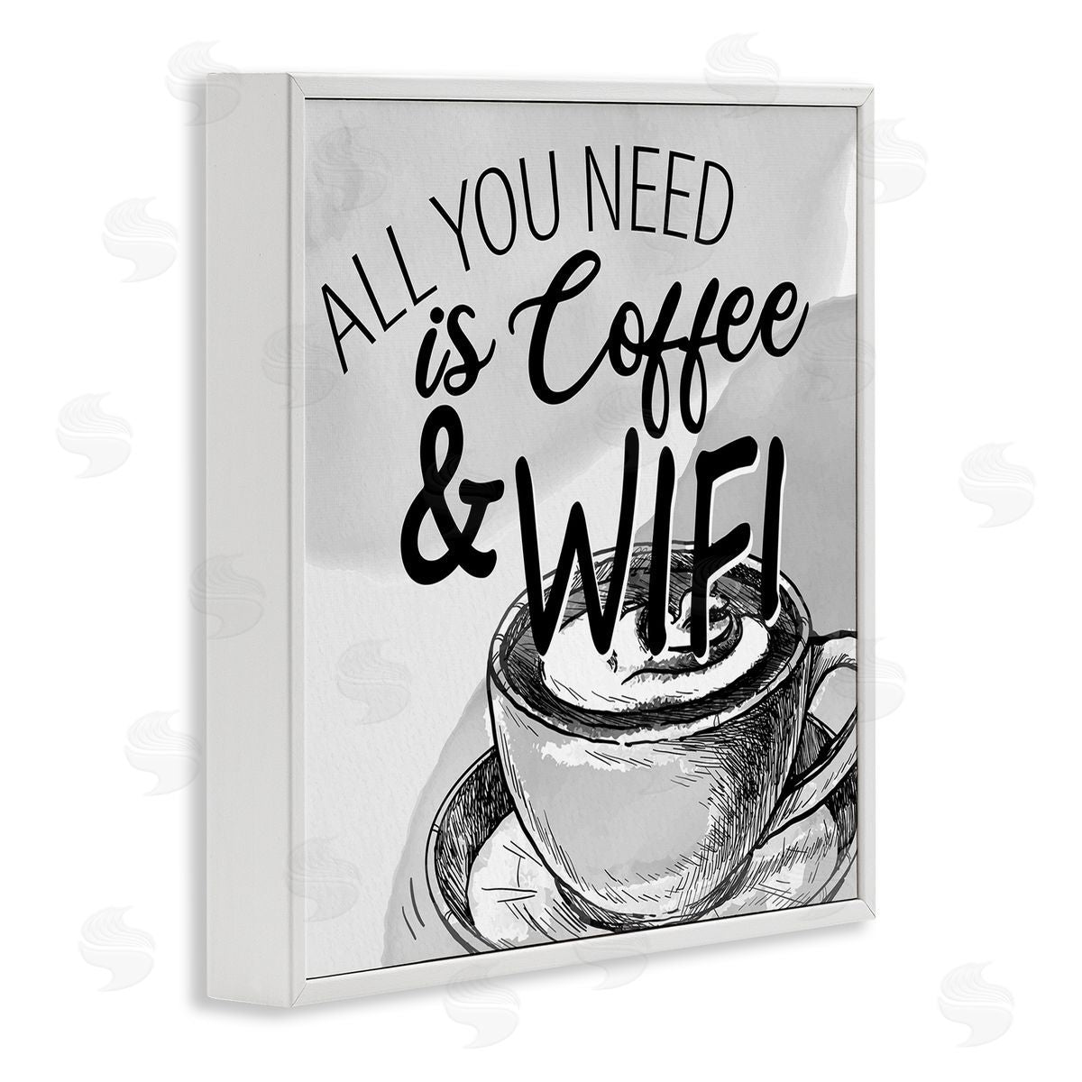 Kim Allen Vintage Coffee & Wifi White Framed Glicee Wall Art Print
