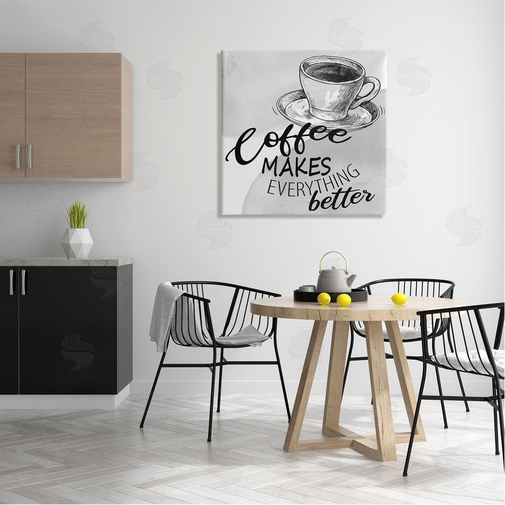 Kim Allen Vintage Coffee Phrase Canvas Wall Art in Room