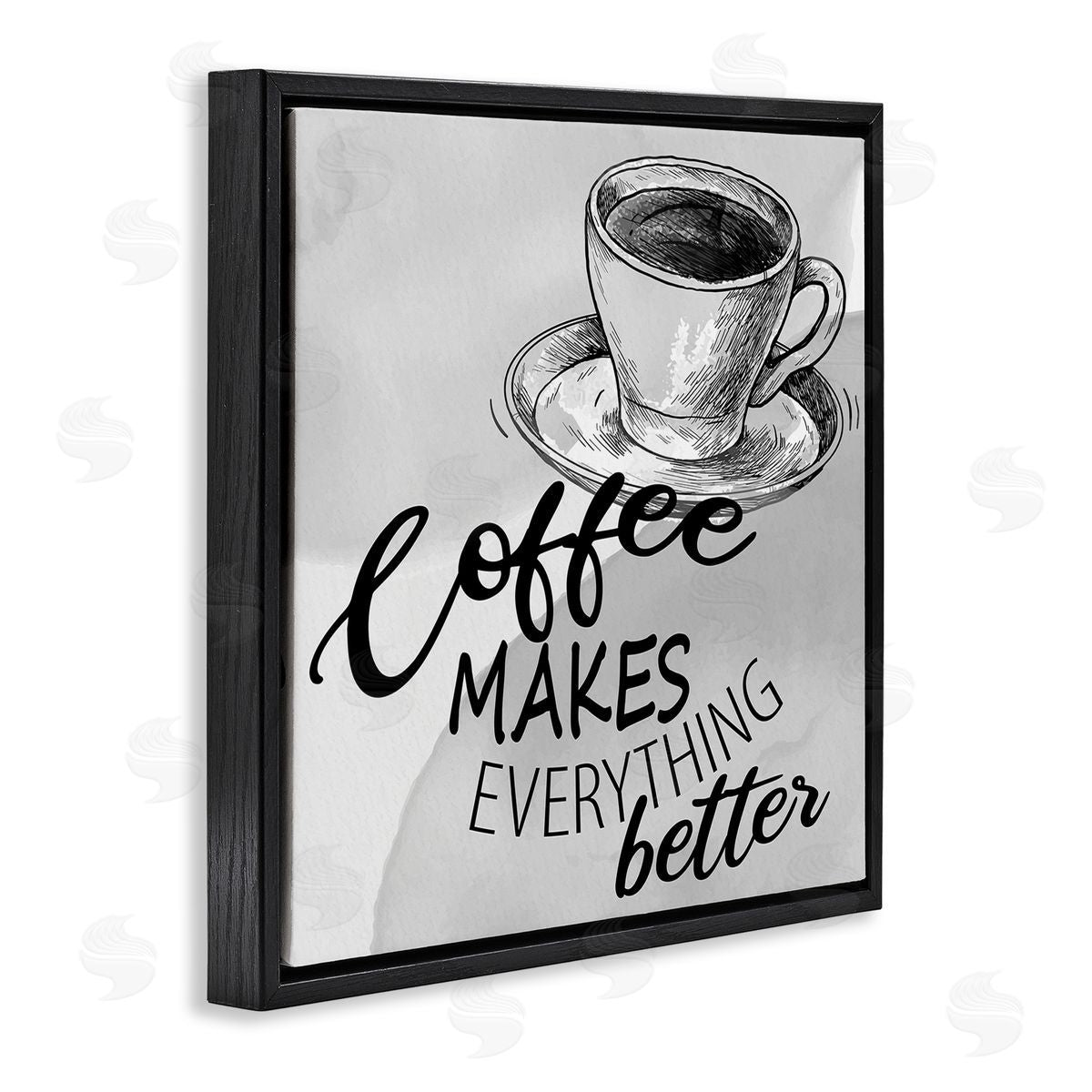 Kim Allen Vintage Coffee Phrase Black Floating Frame Canvas Wall Art Print