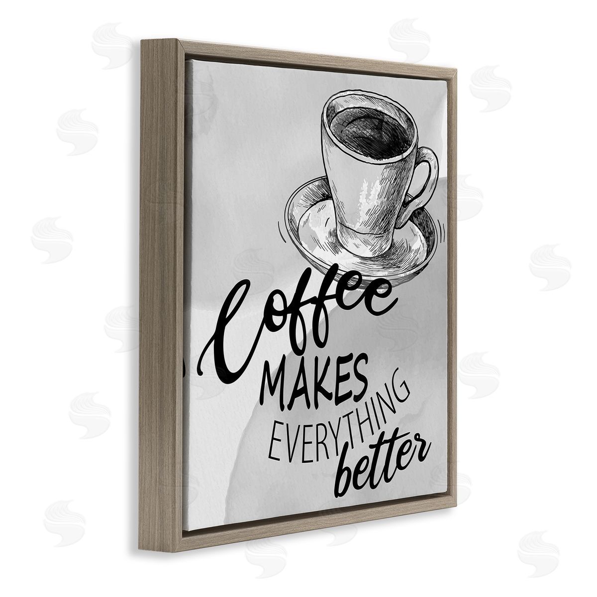 Kim Allen Vintage Coffee Phrase Brown Floating Frame Canvas Wall Art Print