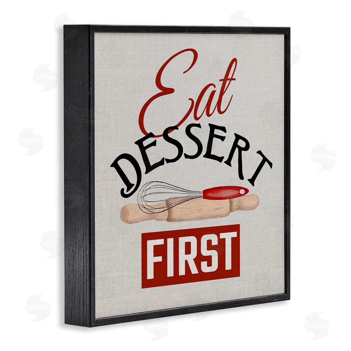 Kim Allen Eat Dessert First Phrase Black Framed Glicee Wall Art Print
