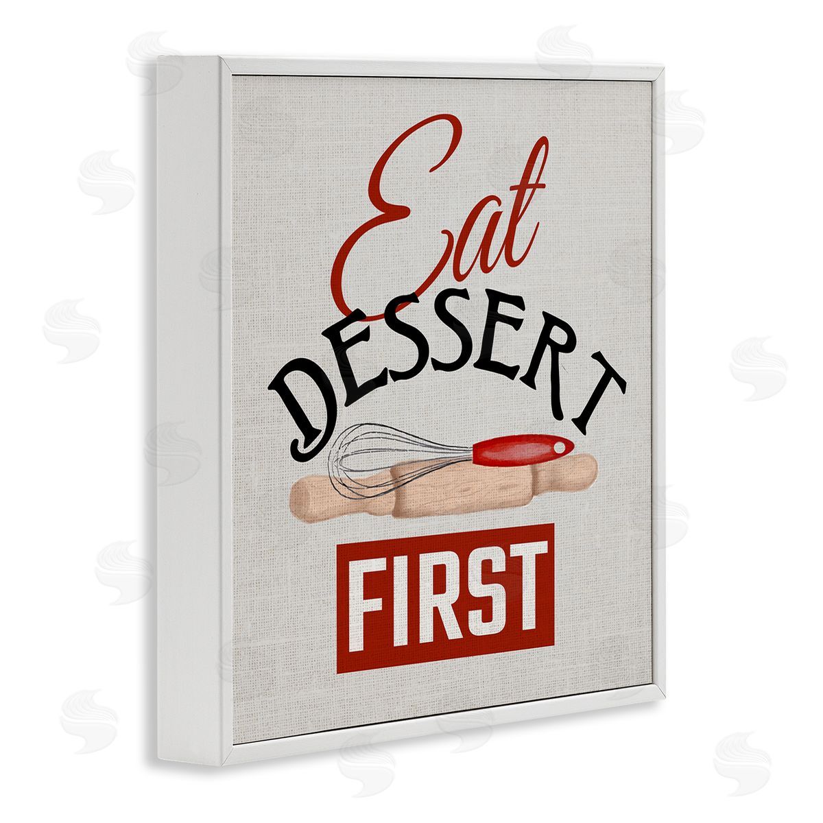 Kim Allen Eat Dessert First Phrase White Framed Glicee Wall Art Print