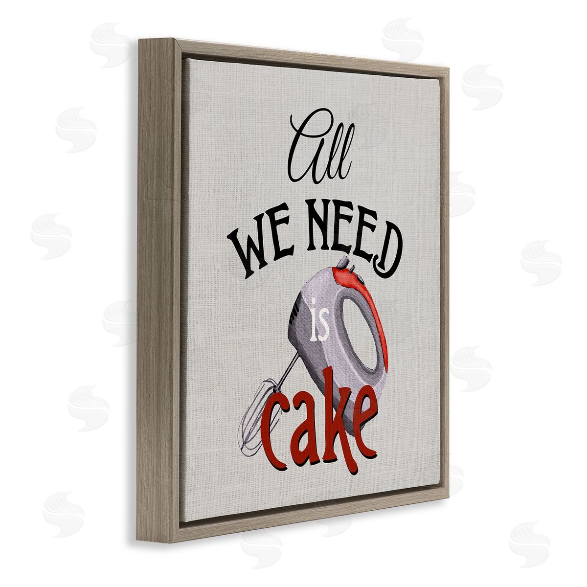 Kim Allen Kitchen Cake Phrase Brown Floating Frame Canvas Wall Art Print