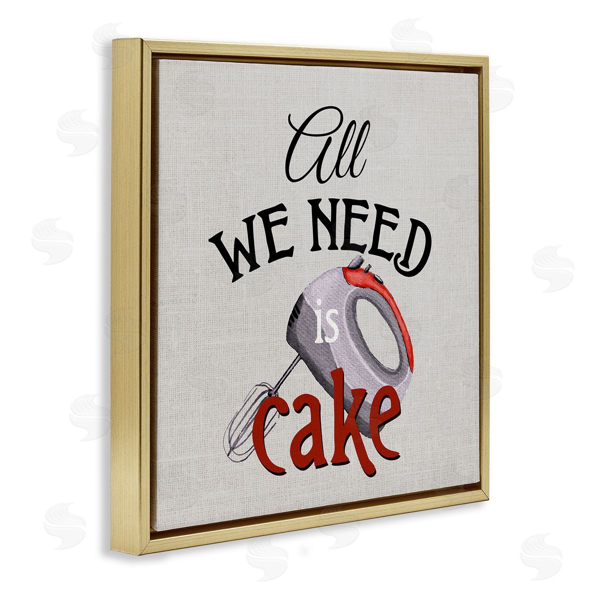 Kim Allen Kitchen Cake Phrase Gold Floating Frame Canvas Wall Art Print