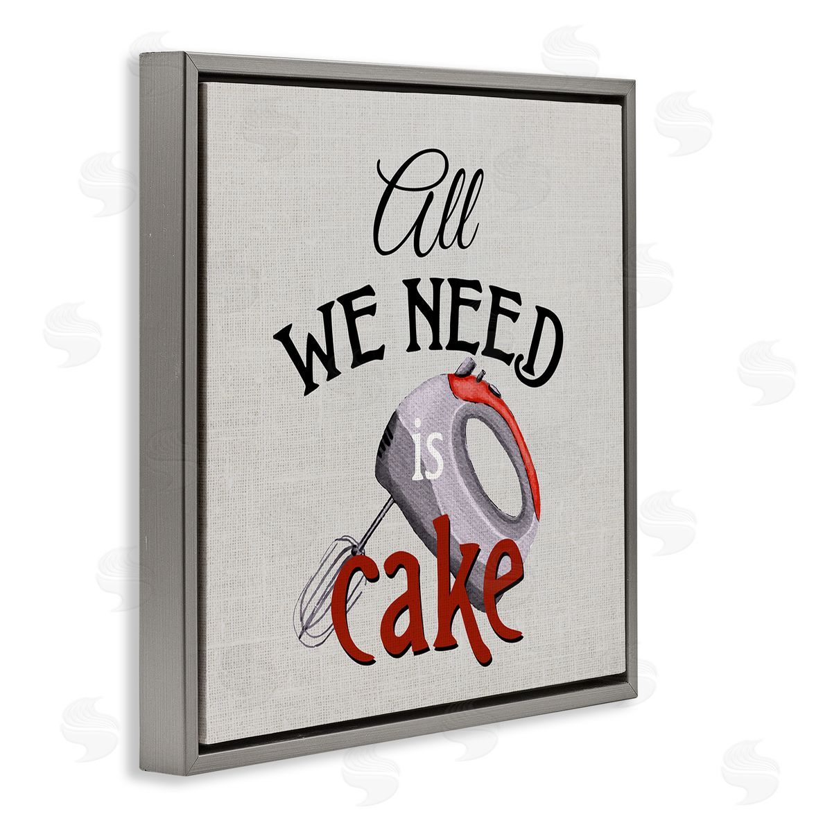 Kim Allen Kitchen Cake Phrase Gray Floating Frame Canvas Wall Art Print