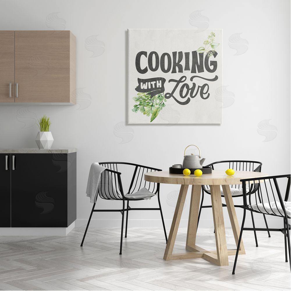 Kim Allen Cooking With Love Phrase Canvas Wall Art in Room