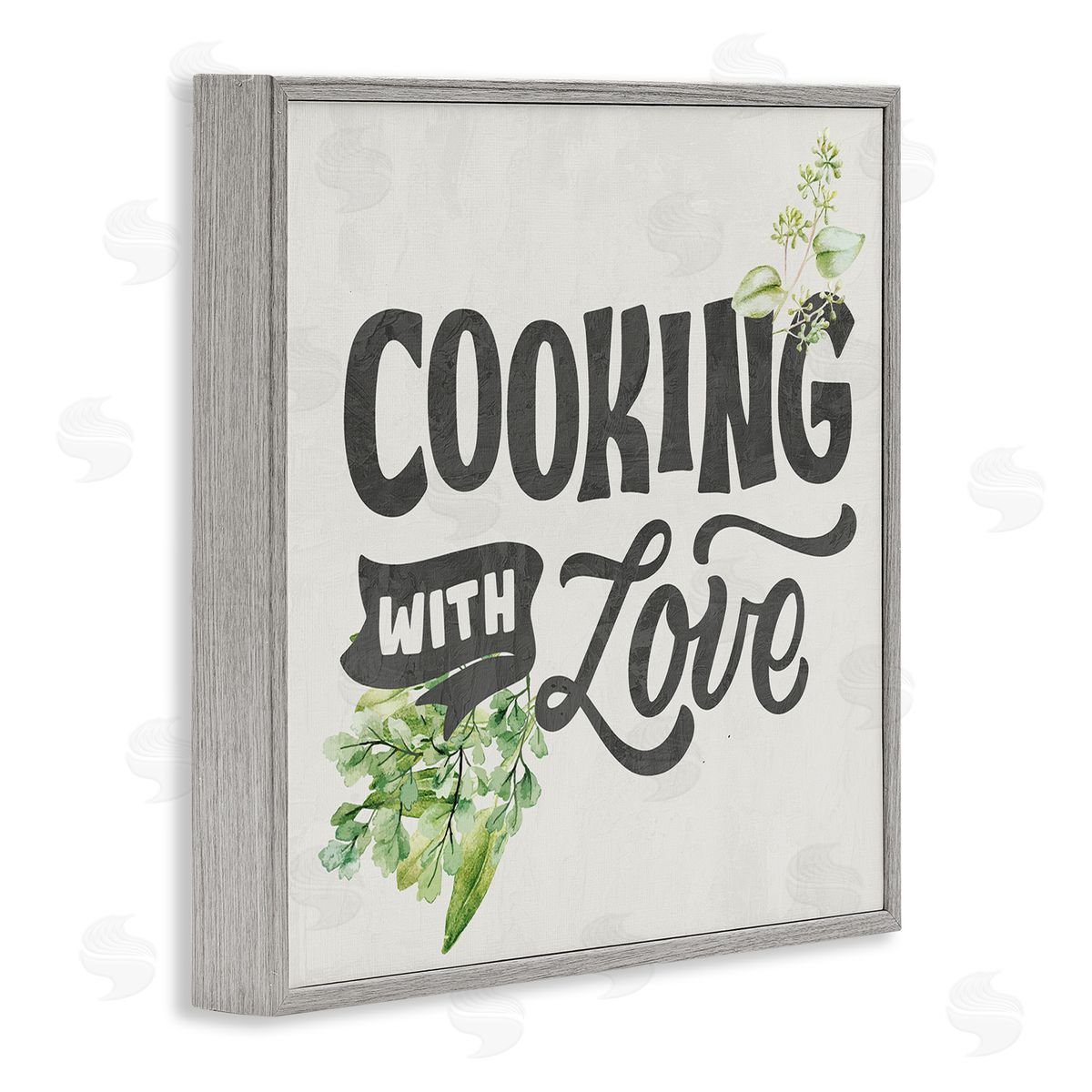 Kim Allen Cooking With Love Phrase Gray Framed Glicee Wall Art Print