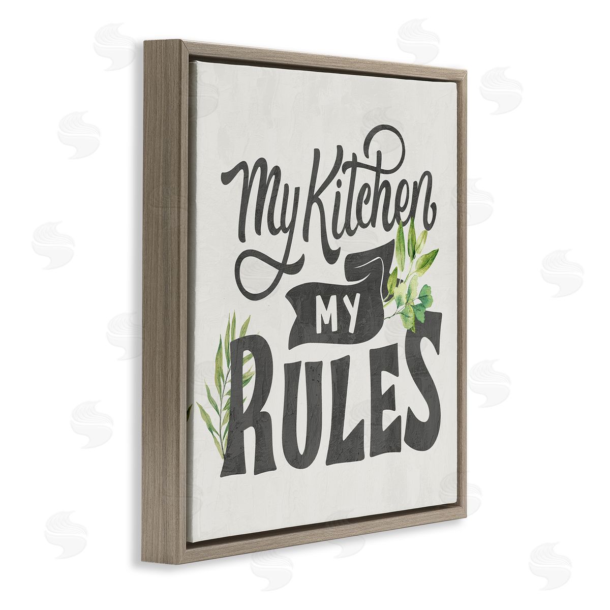 Kim Allen Retro My Kitchen Rules Brown Floating Frame Canvas Wall Art Print