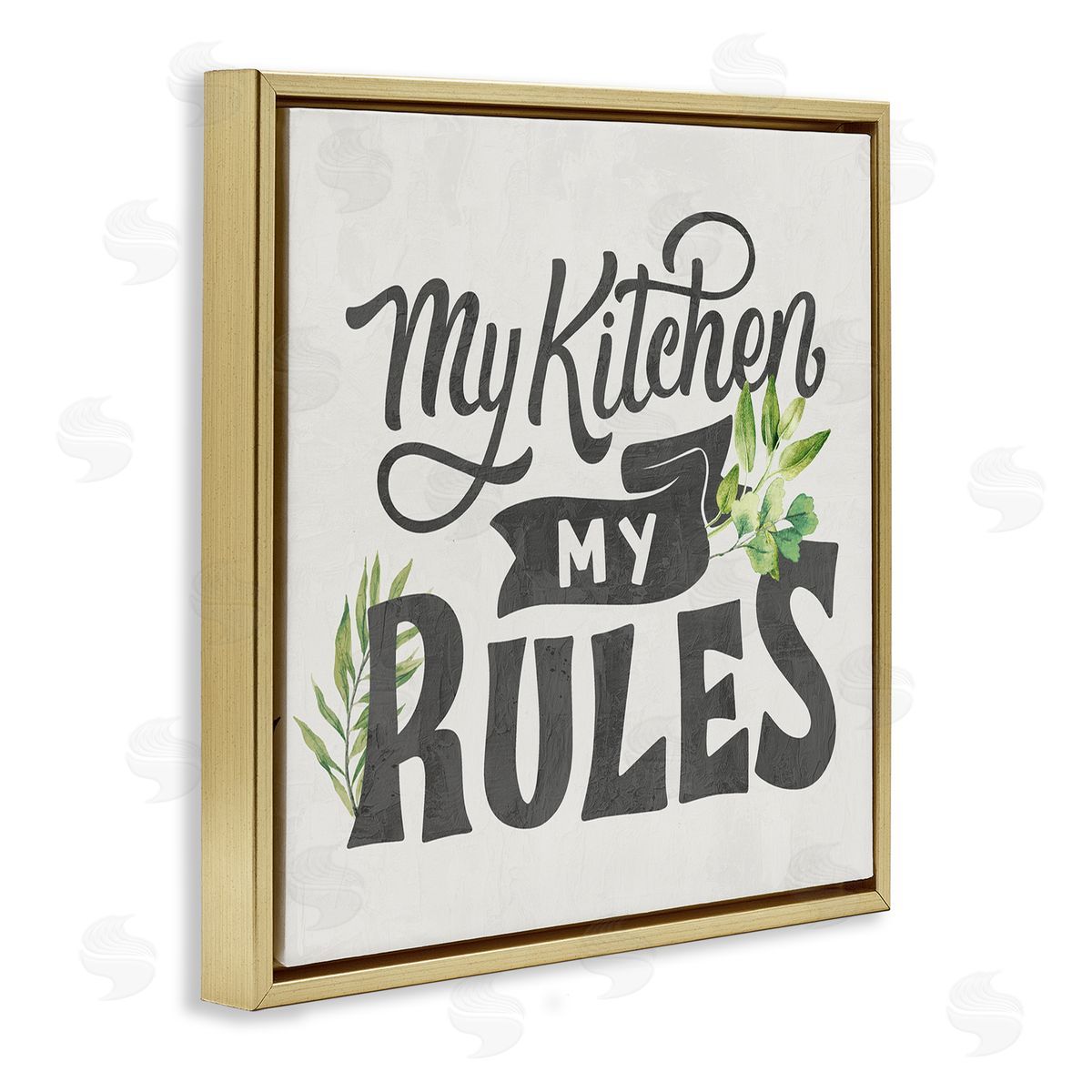 Kim Allen Retro My Kitchen Rules Gold Floating Frame Canvas Wall Art Print