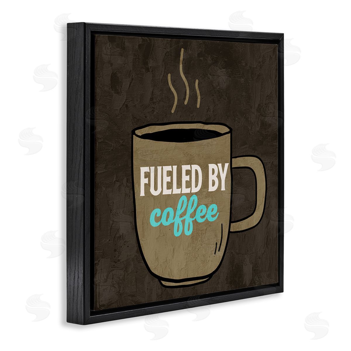 Kim Allen Fueled By Coffee Phrase Black Floating Frame Canvas Wall Art Print