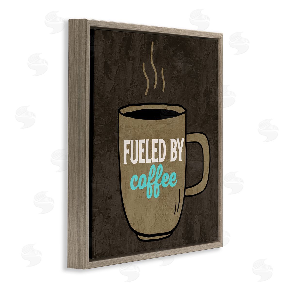 Kim Allen Fueled By Coffee Phrase Brown Floating Frame Canvas Wall Art Print