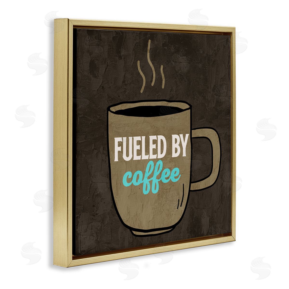 Kim Allen Fueled By Coffee Phrase Gold Floating Frame Canvas Wall Art Print