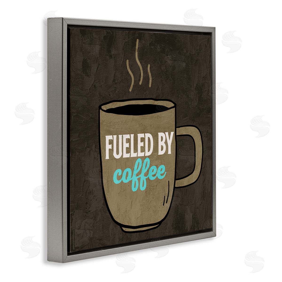 Kim Allen Fueled By Coffee Phrase Gray Floating Frame Canvas Wall Art Print