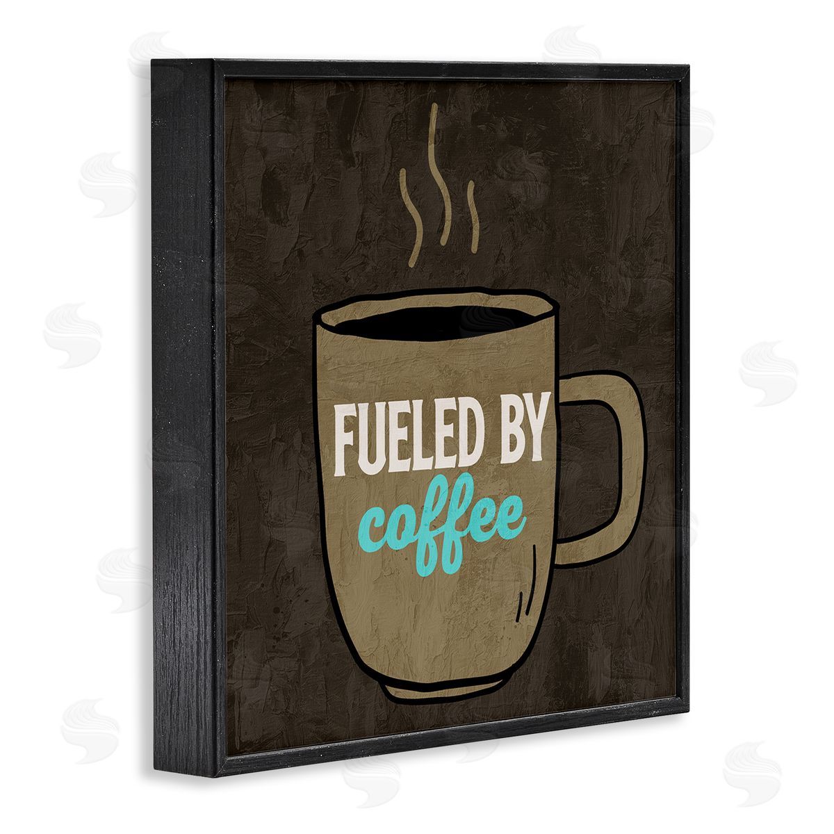 Kim Allen Fueled By Coffee Phrase Black Framed Glicee Wall Art Print