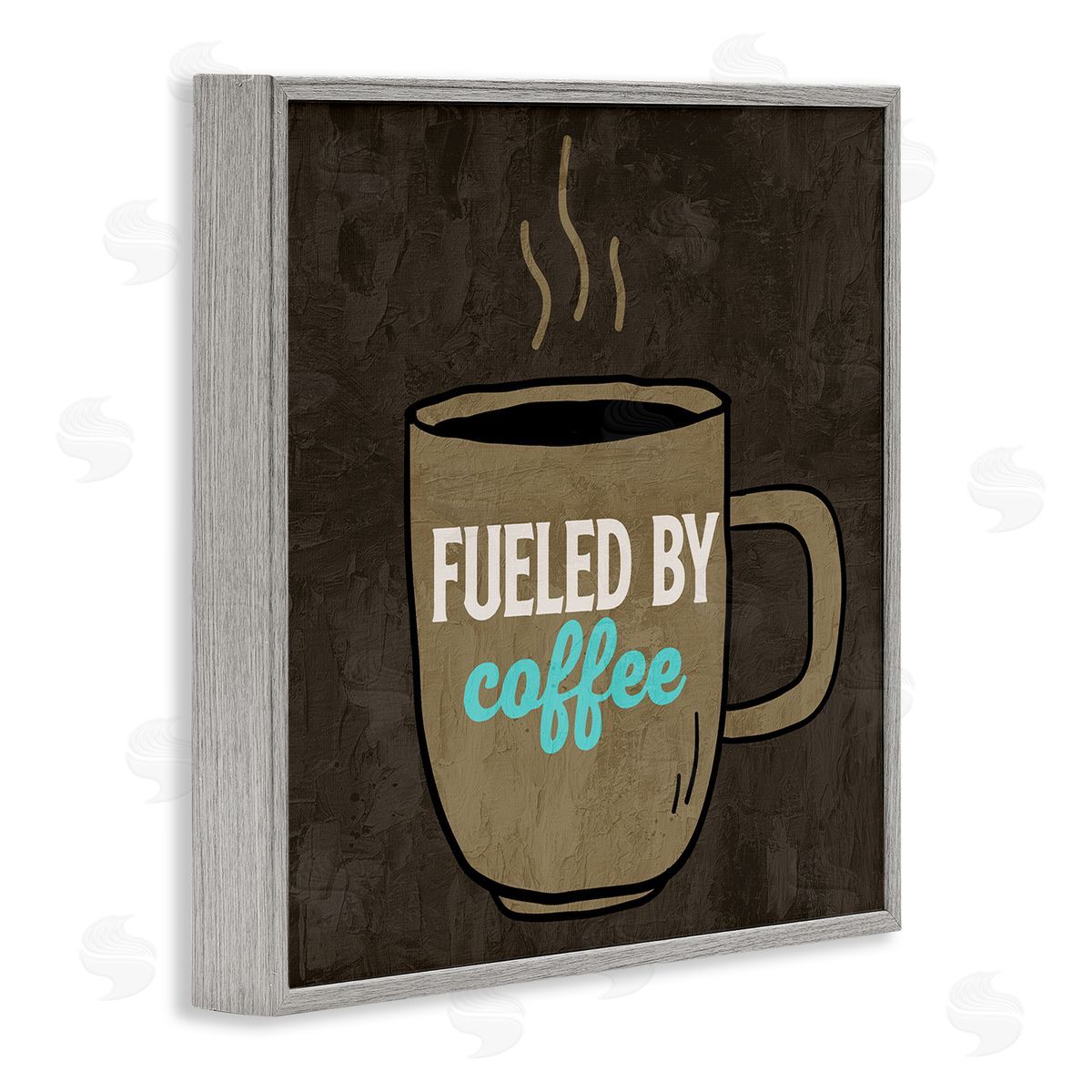 Kim Allen Fueled By Coffee Phrase Gray Framed Glicee Wall Art Print