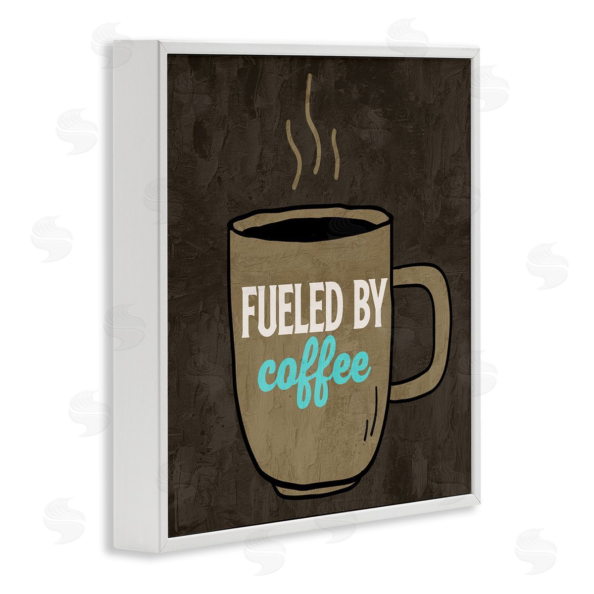 Kim Allen Fueled By Coffee Phrase White Framed Glicee Wall Art Print