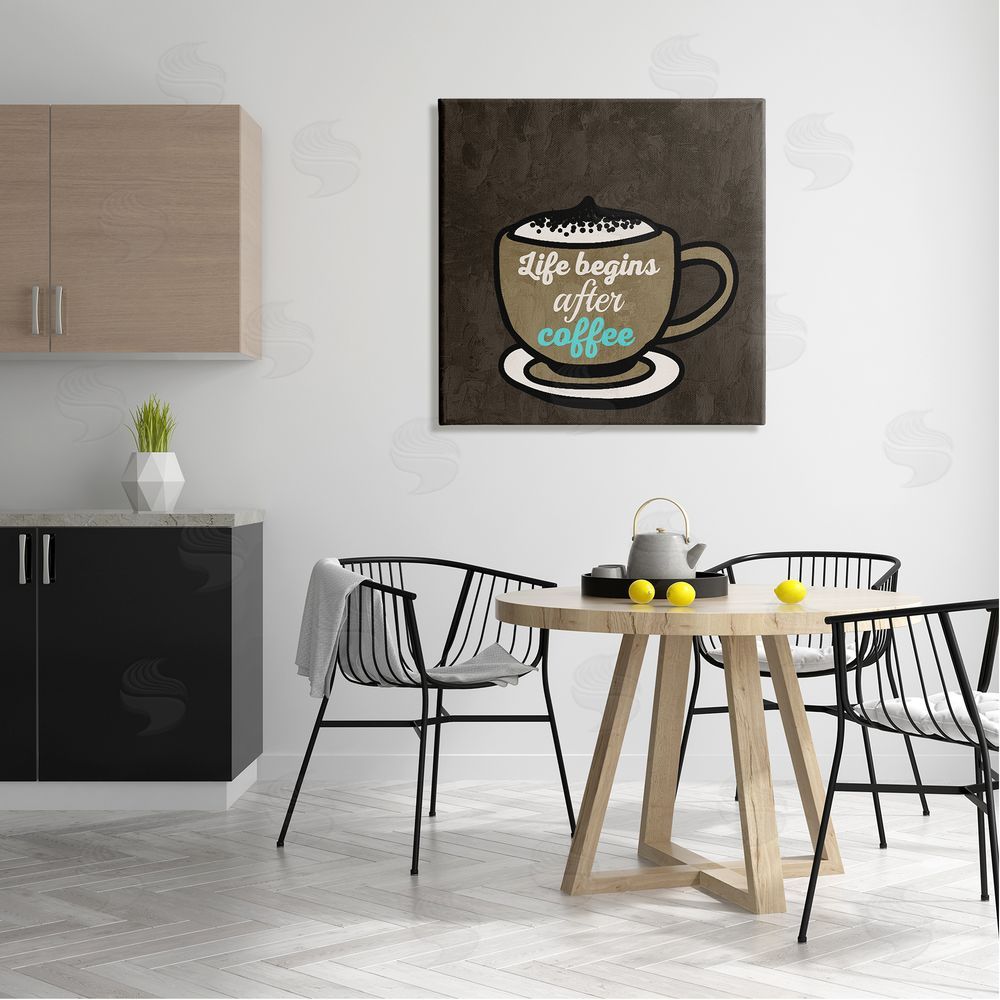 Kim Allen Life Begins After Coffee Canvas Wall Art in Room