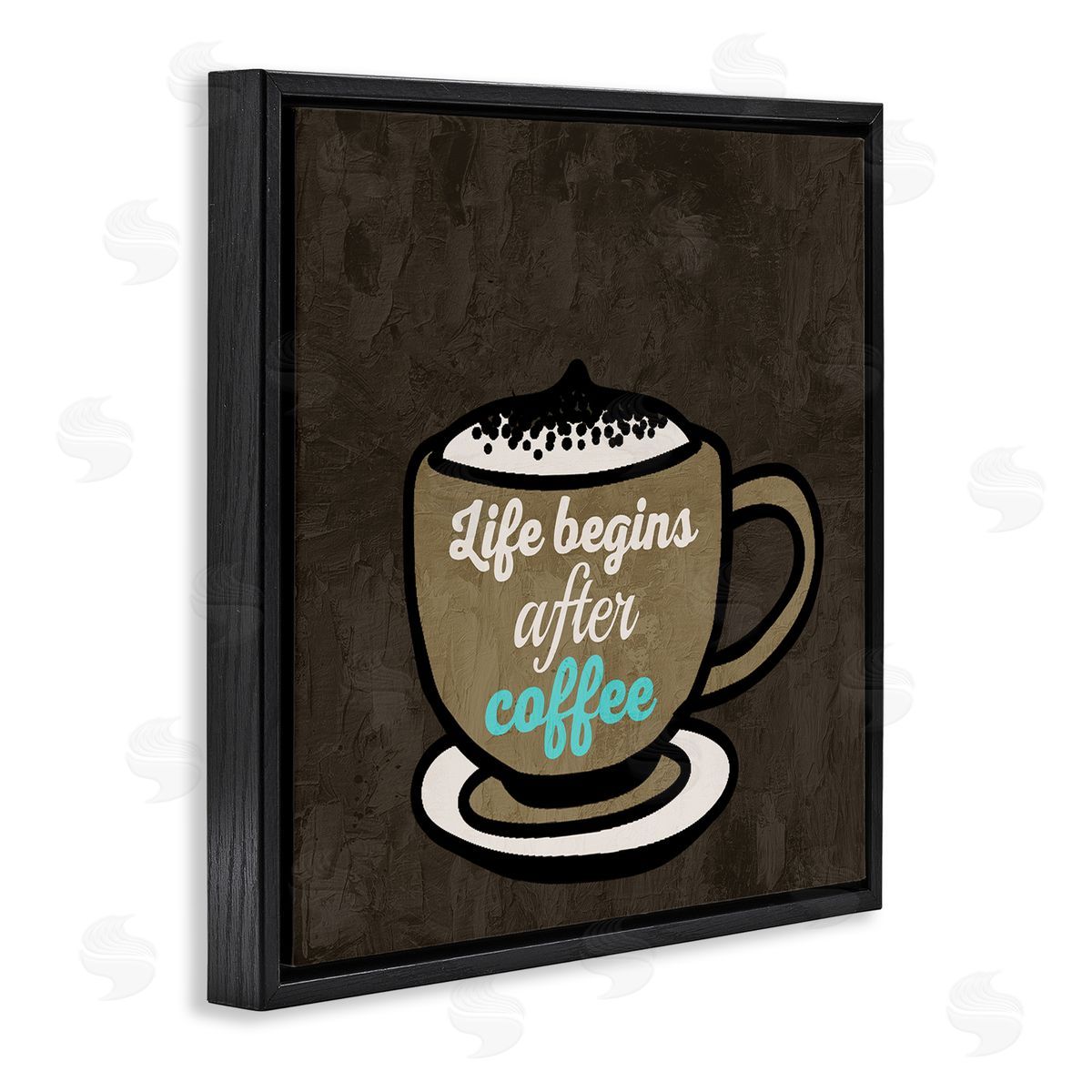 Kim Allen Life Begins After Coffee Black Floating Frame Canvas Wall Art Print