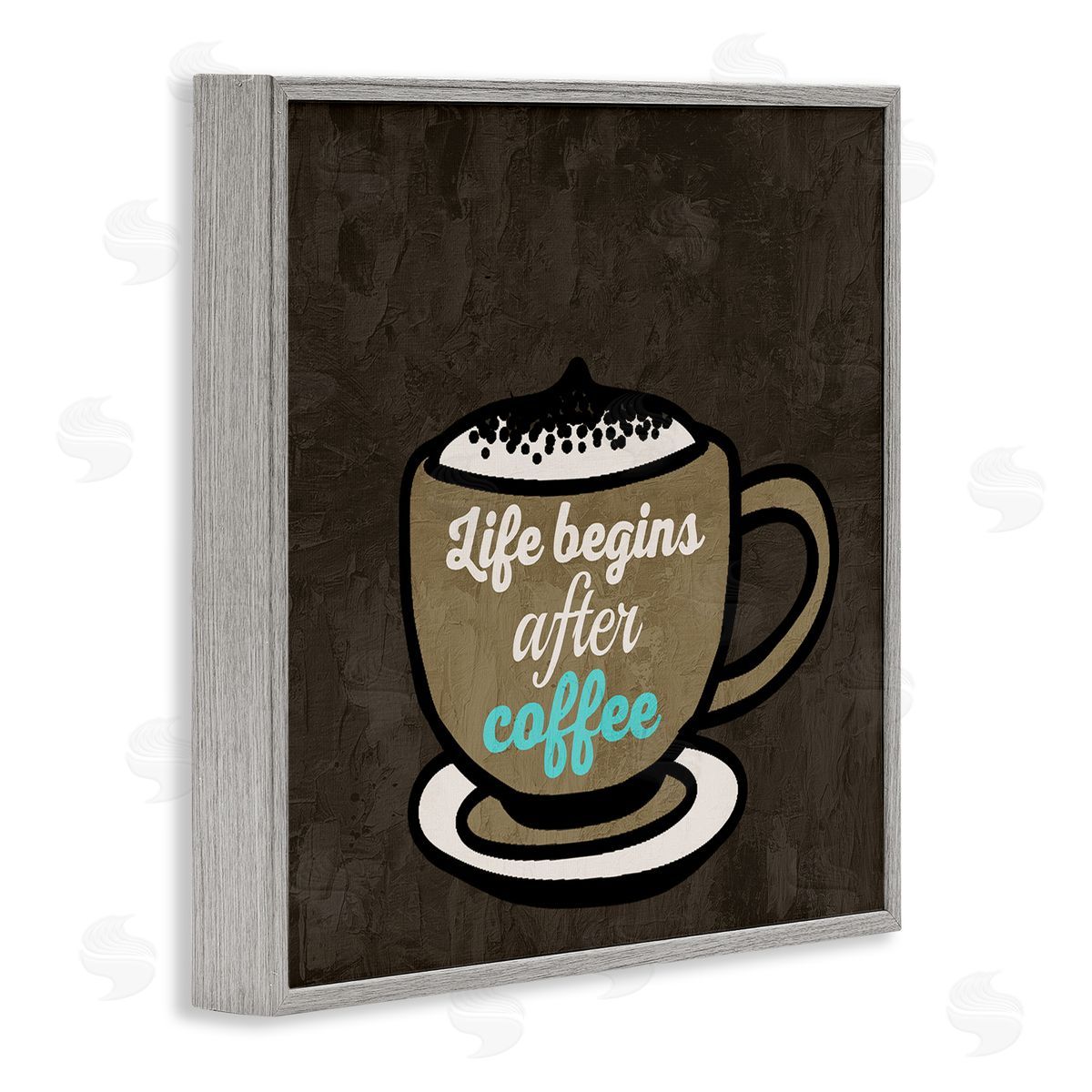 Kim Allen Life Begins After Coffee Gray Framed Glicee Wall Art Print