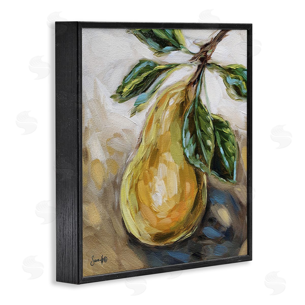 Sara G. Designs Pear Still Life Painting Black Framed Glicee Wall Art Print